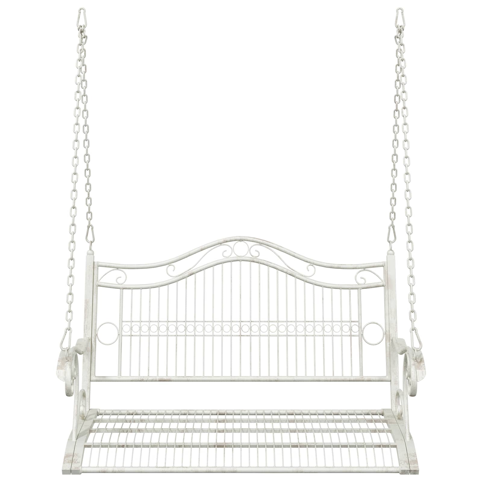 Panchina a Dondolo Acciaio 115 x 61 x 63 cm Bianco Antico