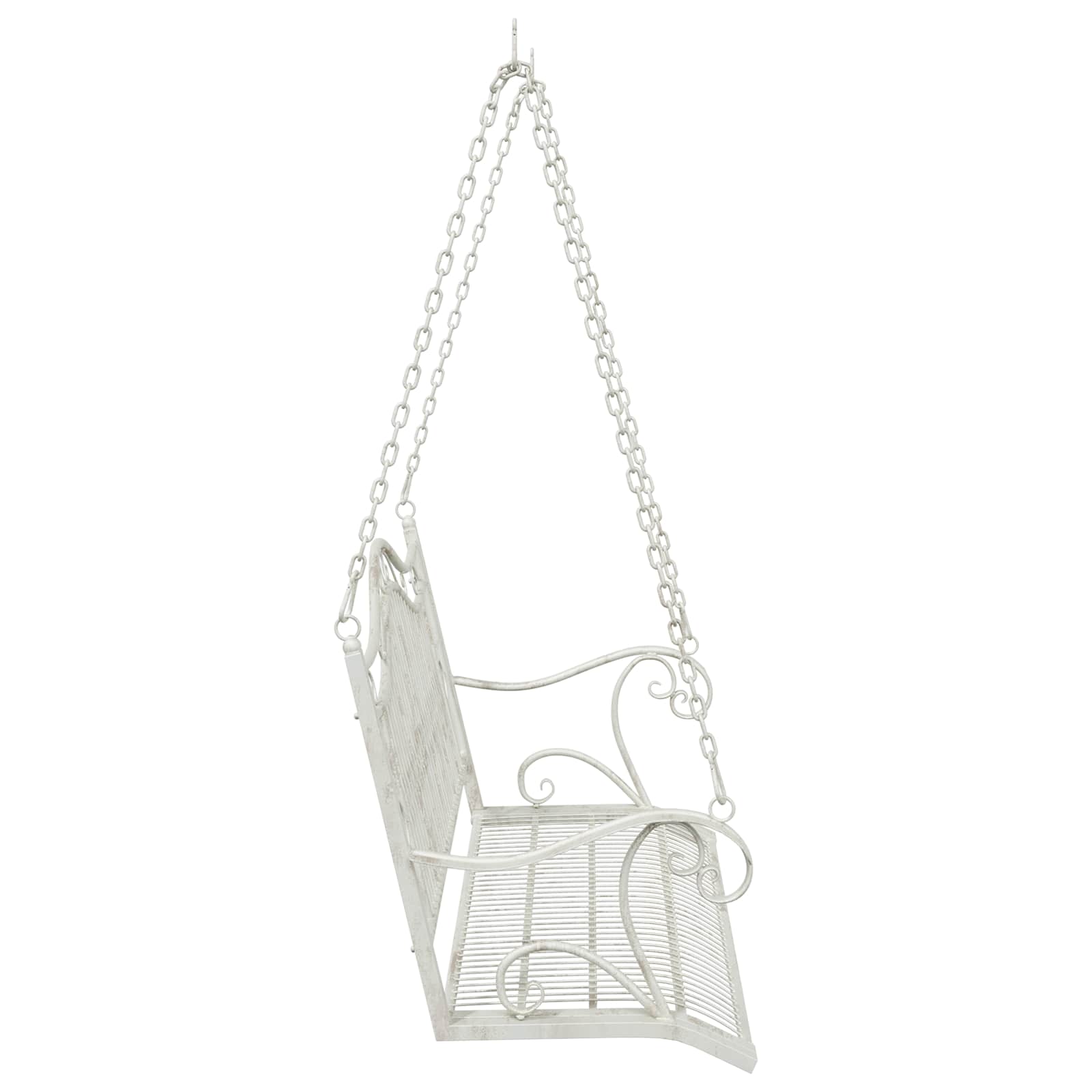 Panchina a Dondolo Acciaio 115 x 61 x 63 cm Bianco Antico