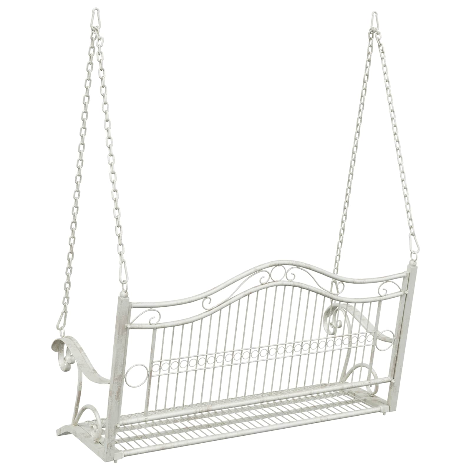 Panchina a Dondolo Acciaio 115 x 61 x 63 cm Bianco Antico