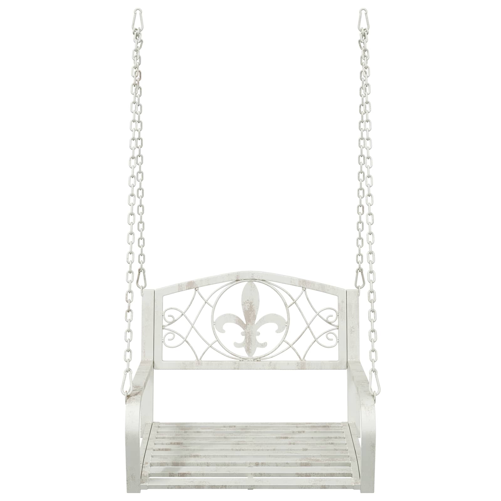 Panchina a Dondolo Acciaio 71,5 x 59 x 55 cm Bianco Antico
