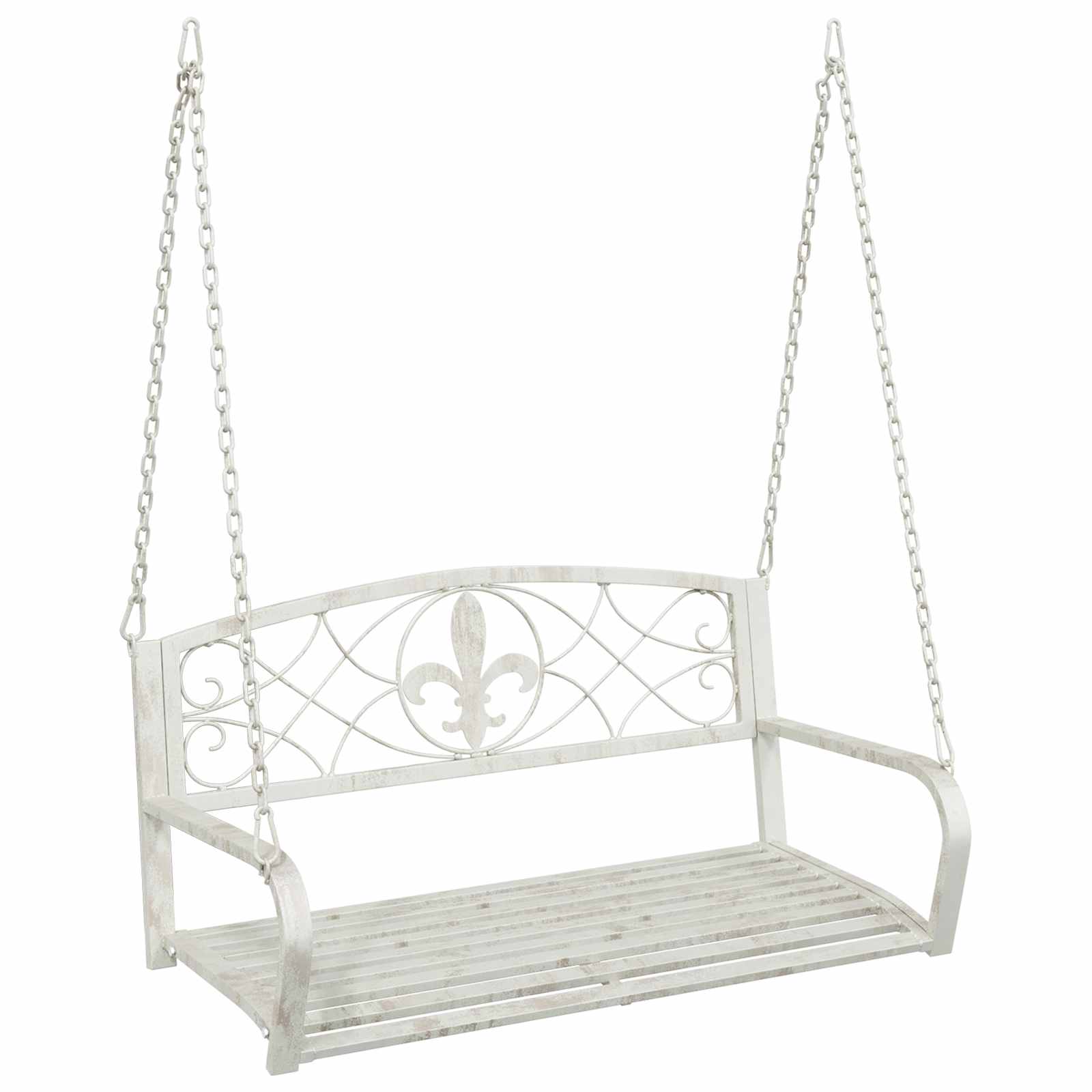 Panchina a Dondolo Acciaio 110,5 x 59 x 55 cm Bianco Antico