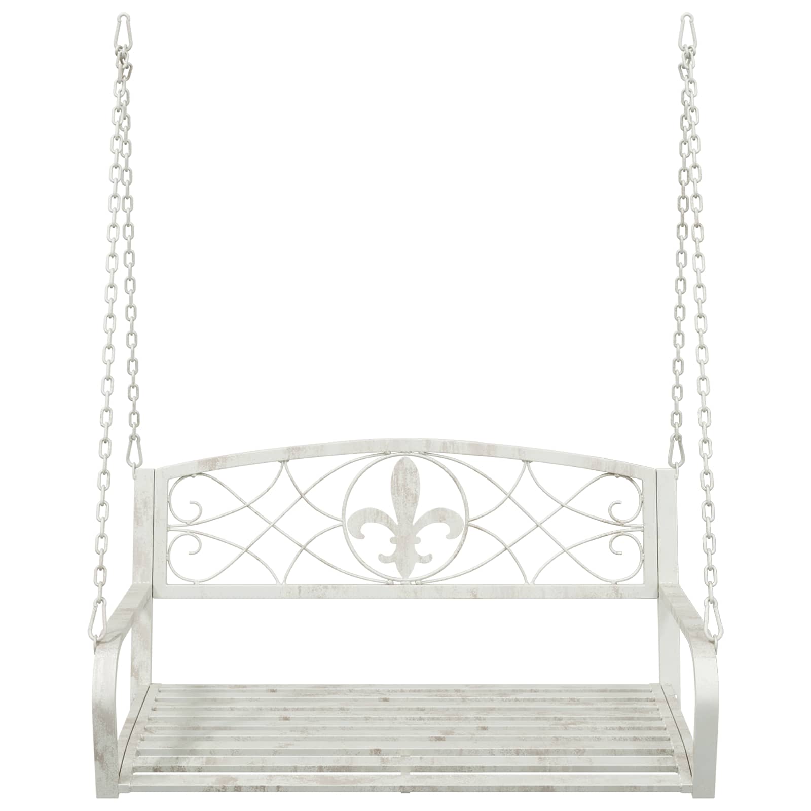 Panchina a Dondolo Acciaio 110,5 x 59 x 55 cm Bianco Antico
