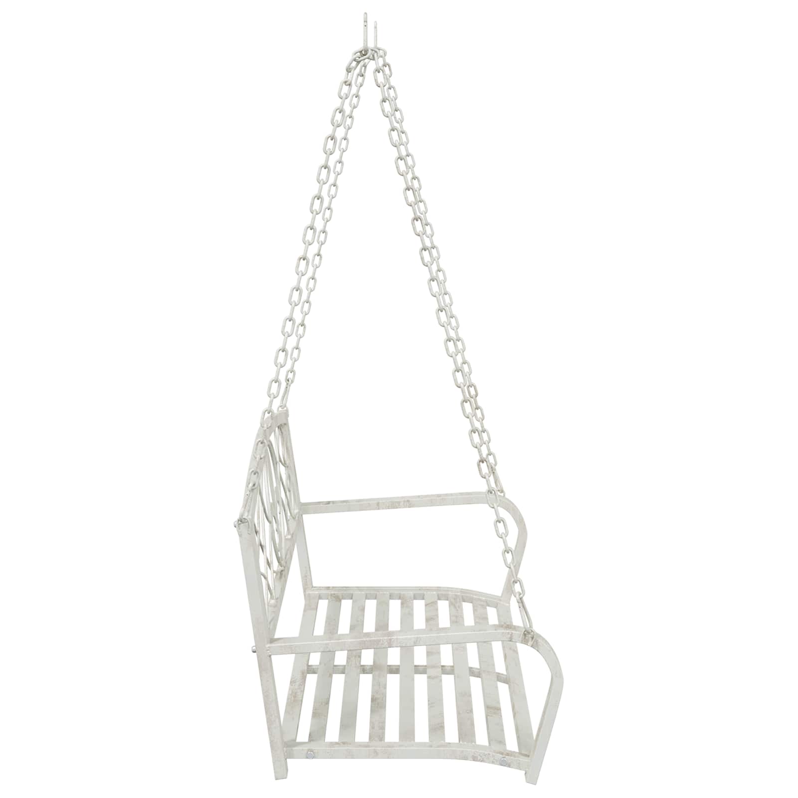 Panchina a Dondolo Acciaio 110,5 x 59 x 55 cm Bianco Antico