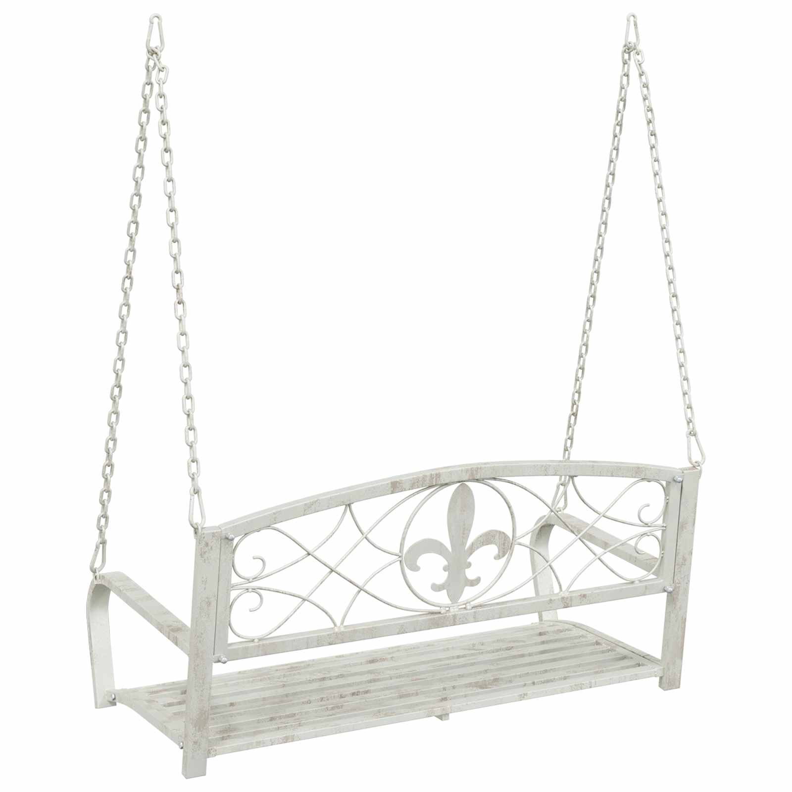 Panchina a Dondolo Acciaio 110,5 x 59 x 55 cm Bianco Antico