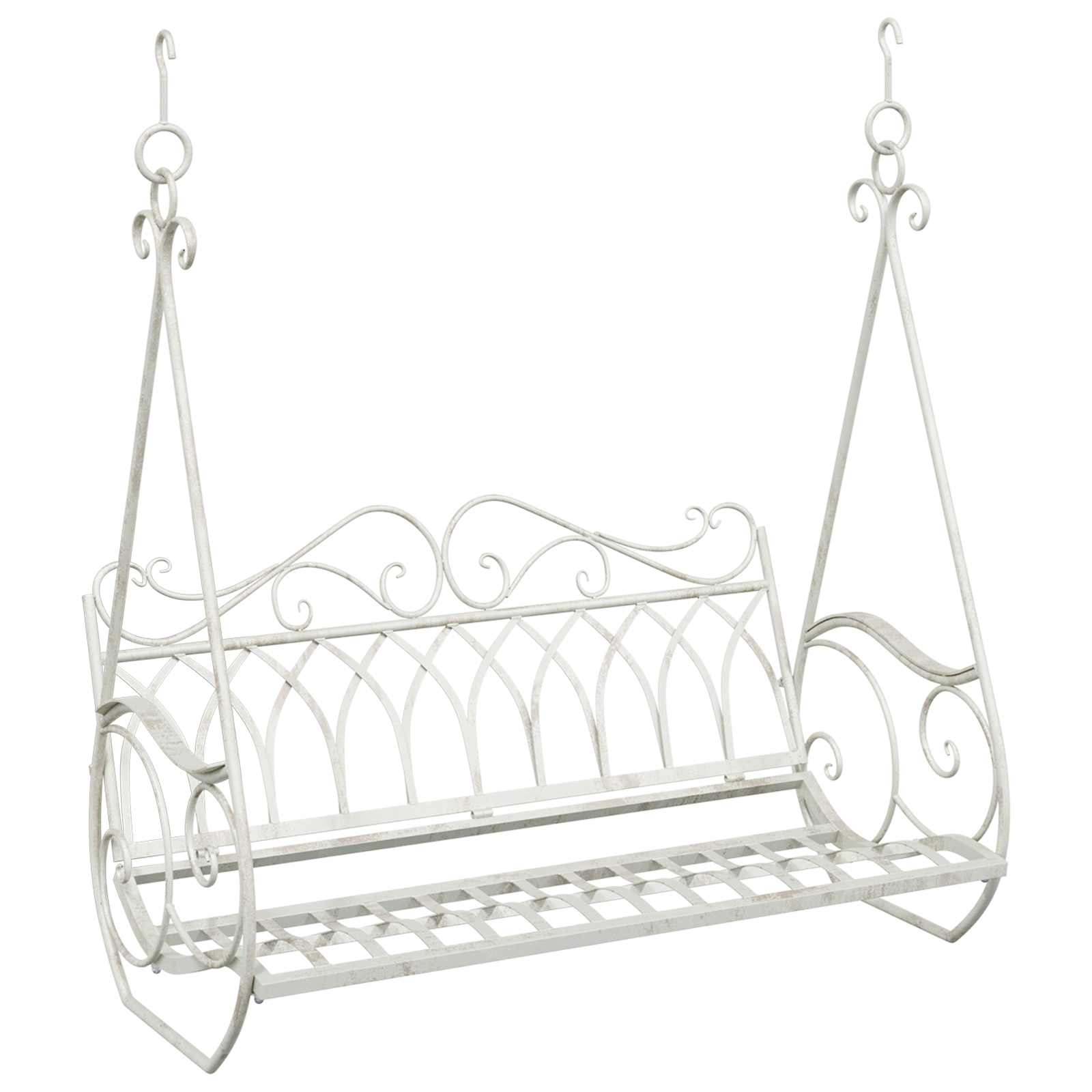 Panchina a Dondolo Acciaio 112 x 60 x 126,5 cm Bianco Antico