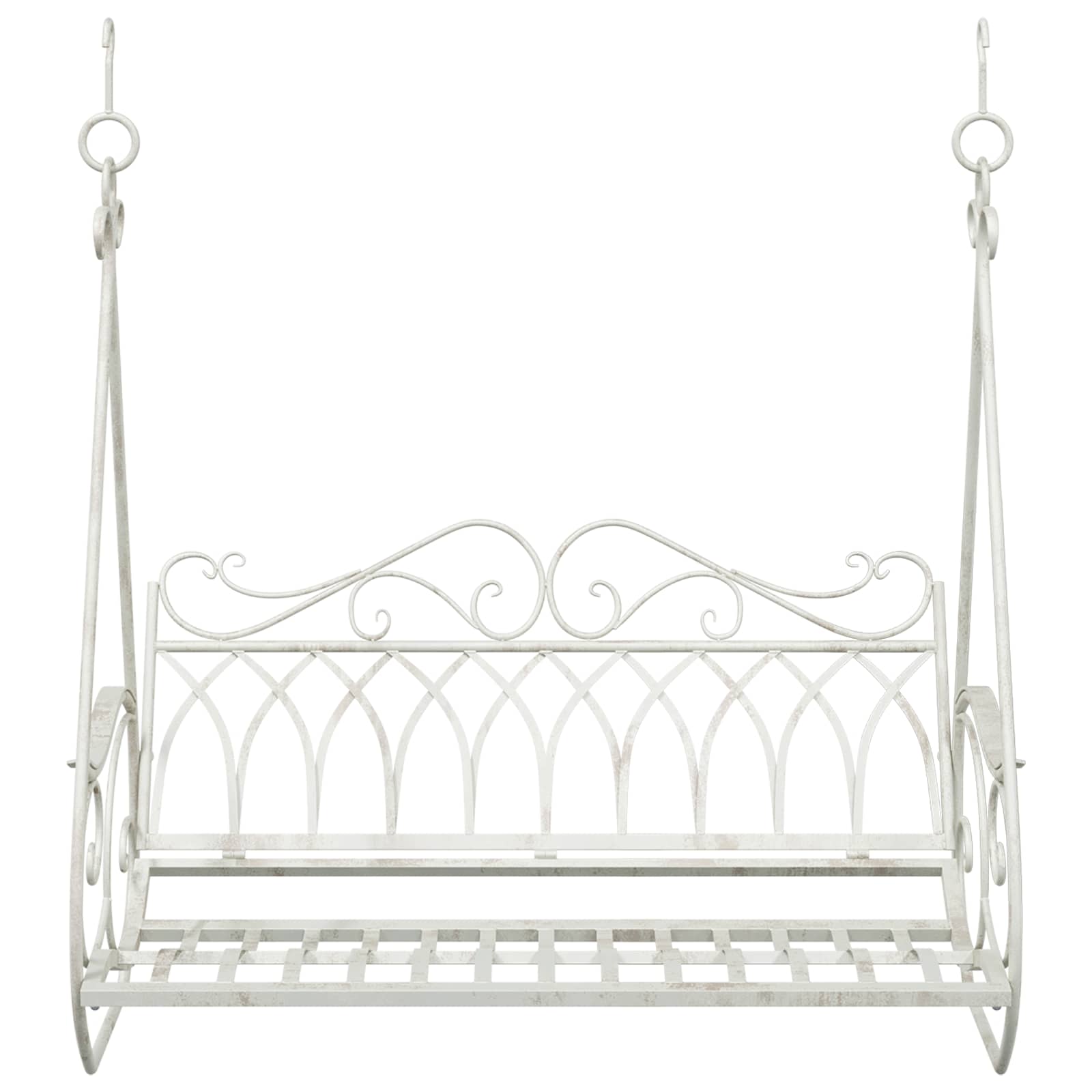 Panchina a Dondolo Acciaio 112 x 60 x 126,5 cm Bianco Antico