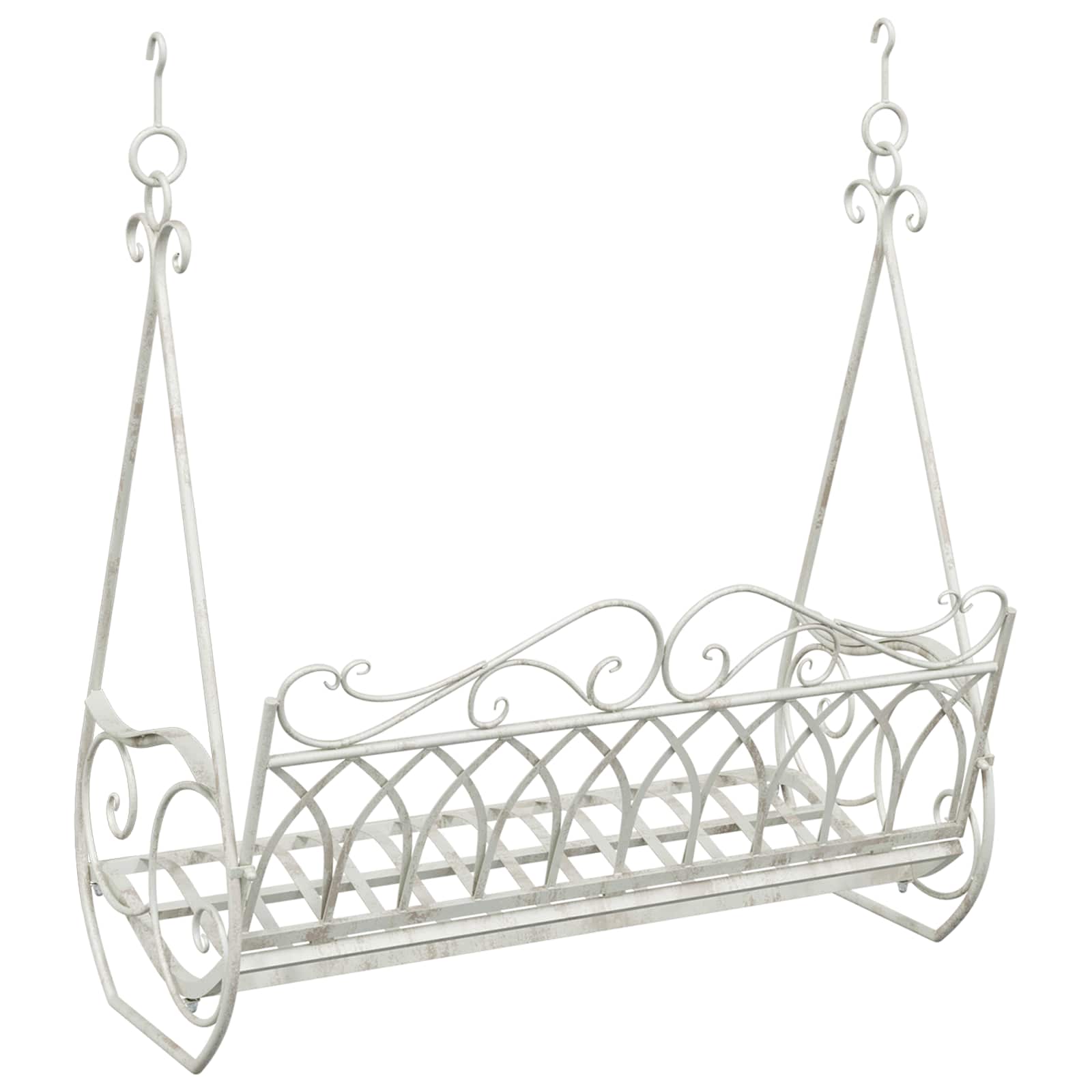 Panchina a Dondolo Acciaio 112 x 60 x 126,5 cm Bianco Antico