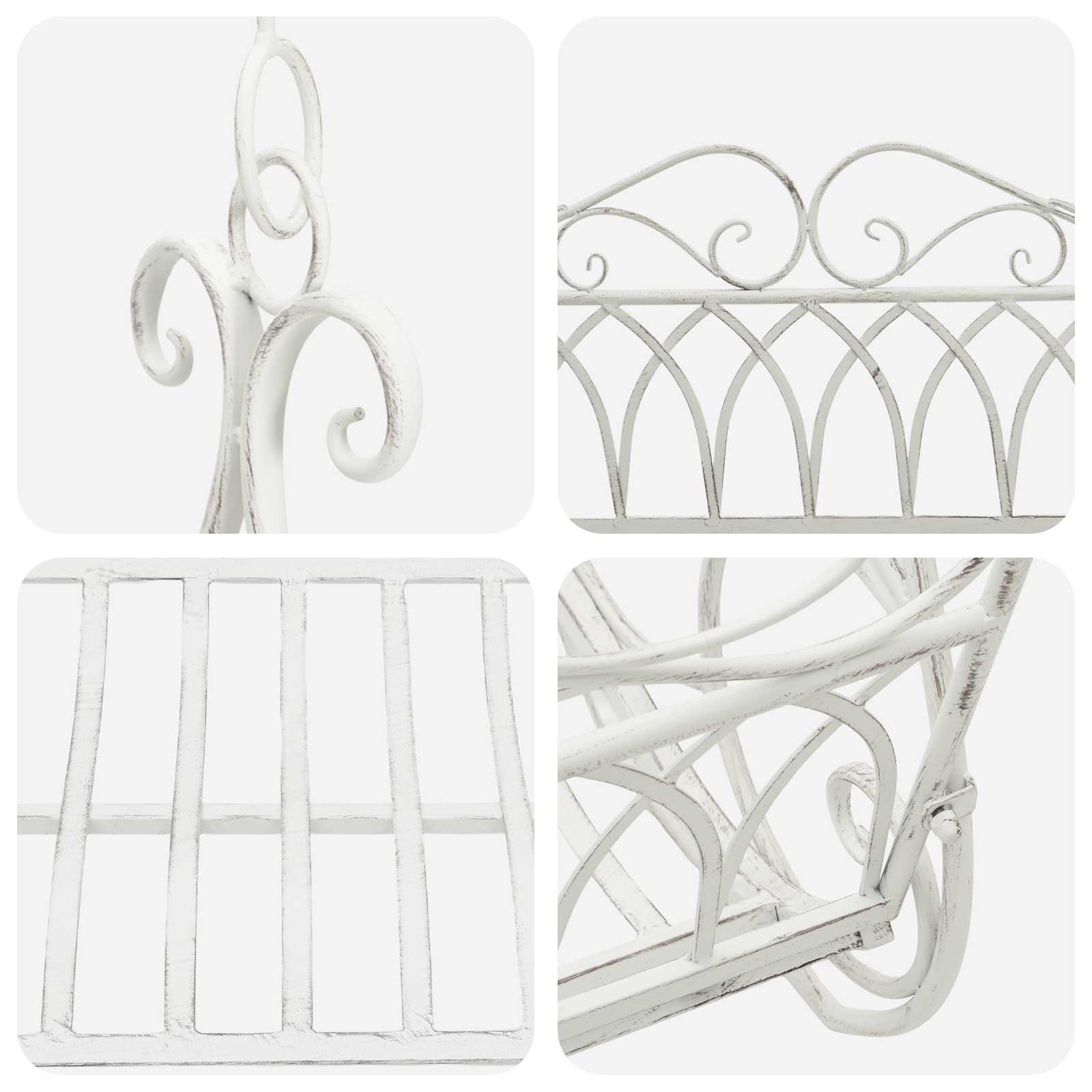 Panchina a Dondolo Acciaio 112 x 60 x 126,5 cm Bianco Antico
