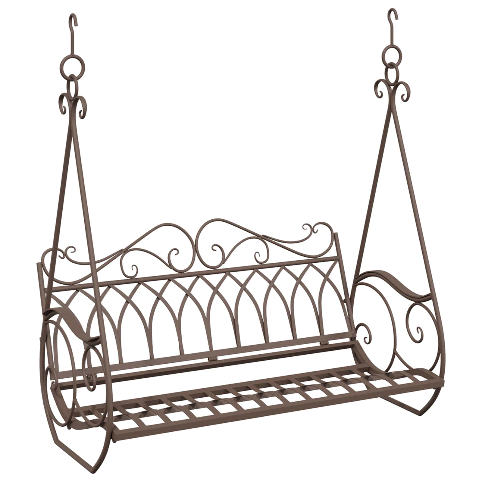 Panchina a Dondolo Acciaio 112 x 60 x 126,5 cm Marrone Antico
