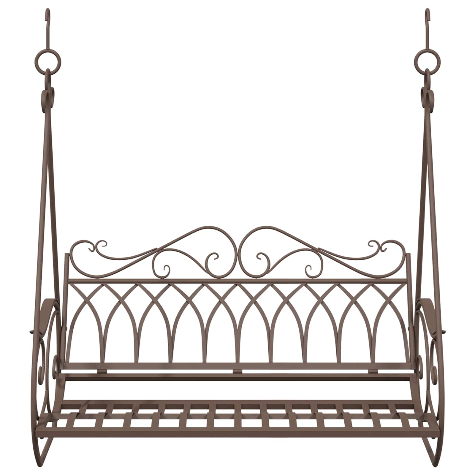 Panchina a Dondolo Acciaio 112 x 60 x 126,5 cm Marrone Antico