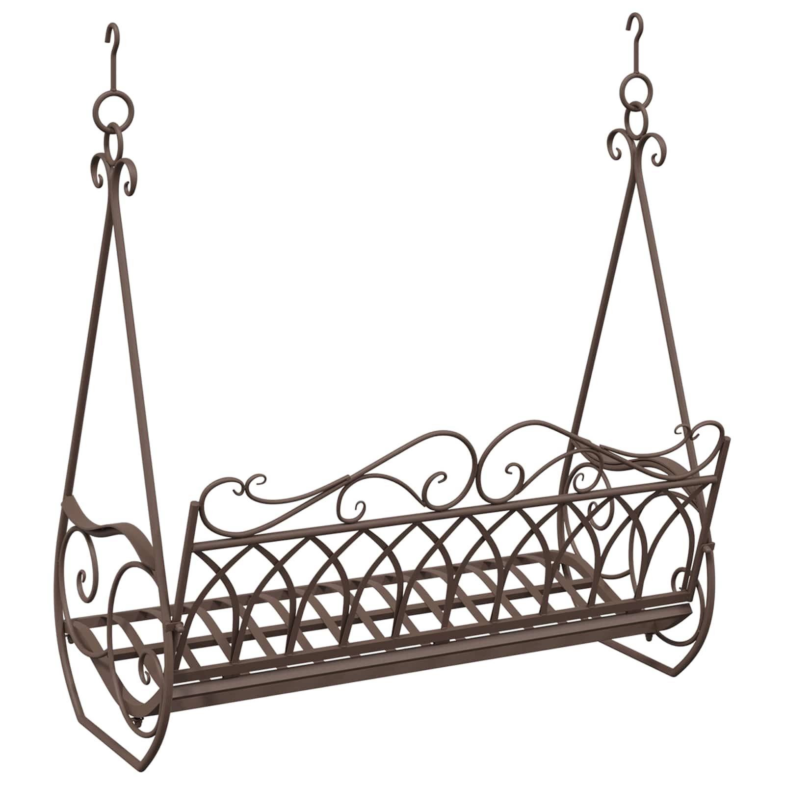 Panchina a Dondolo Acciaio 112 x 60 x 126,5 cm Marrone Antico