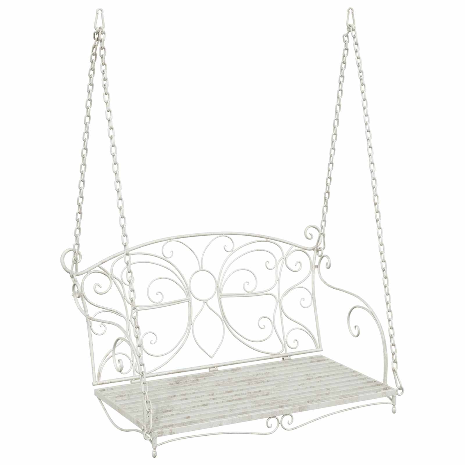 Panchina a Dondolo Acciaio 105,5 x 61 x 56 cm Bianco Antico