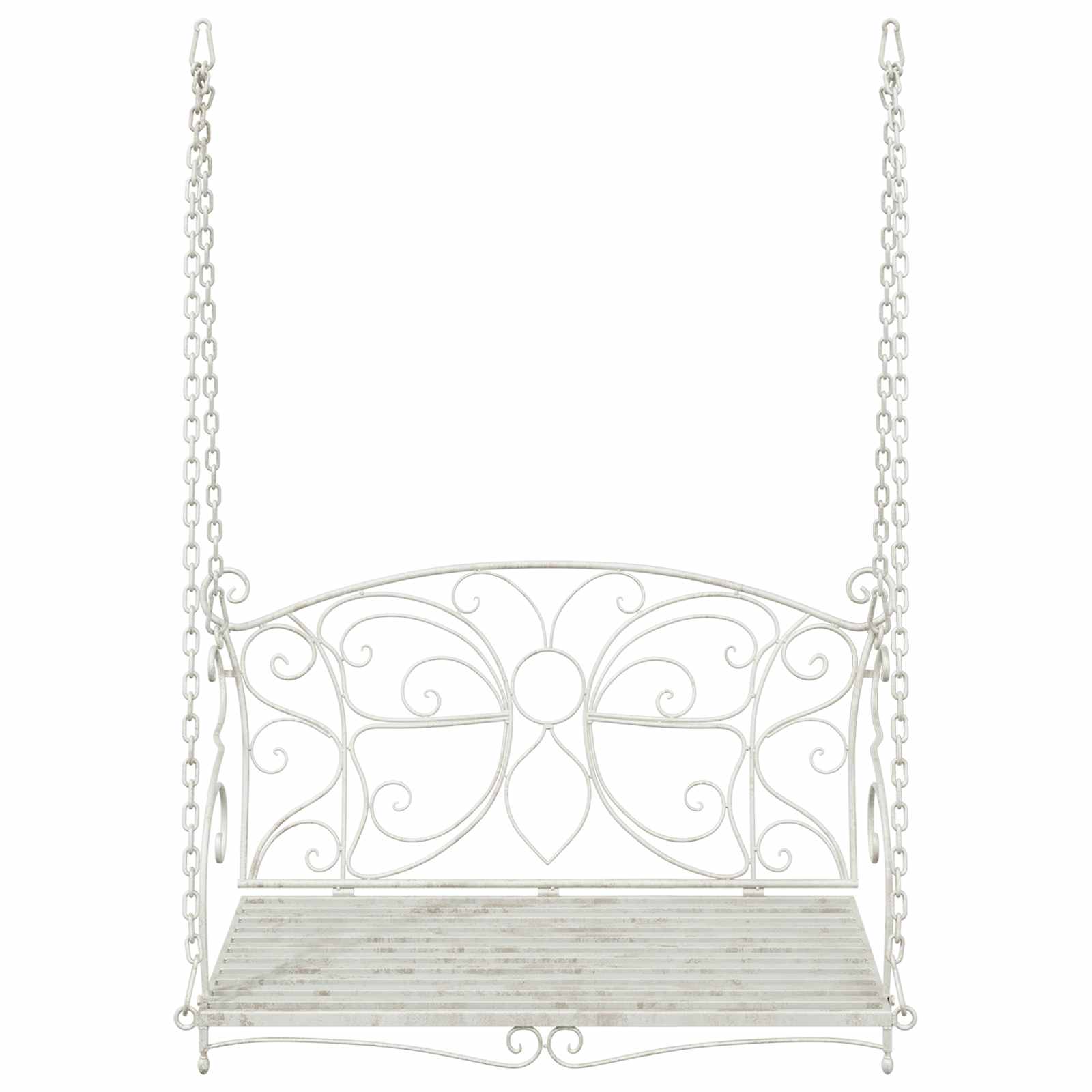 Panchina a Dondolo Acciaio 105,5 x 61 x 56 cm Bianco Antico