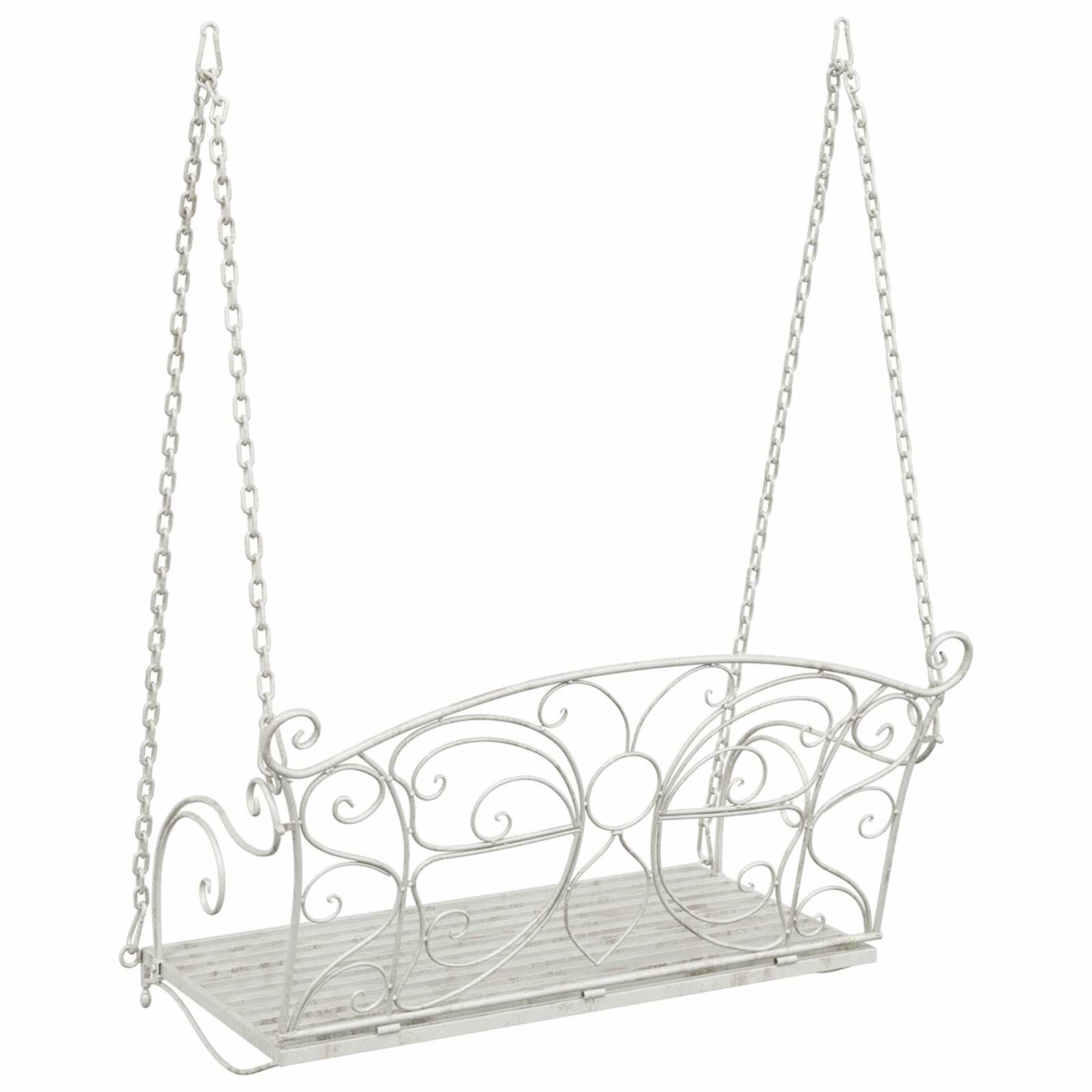 Panchina a Dondolo Acciaio 105,5 x 61 x 56 cm Bianco Antico