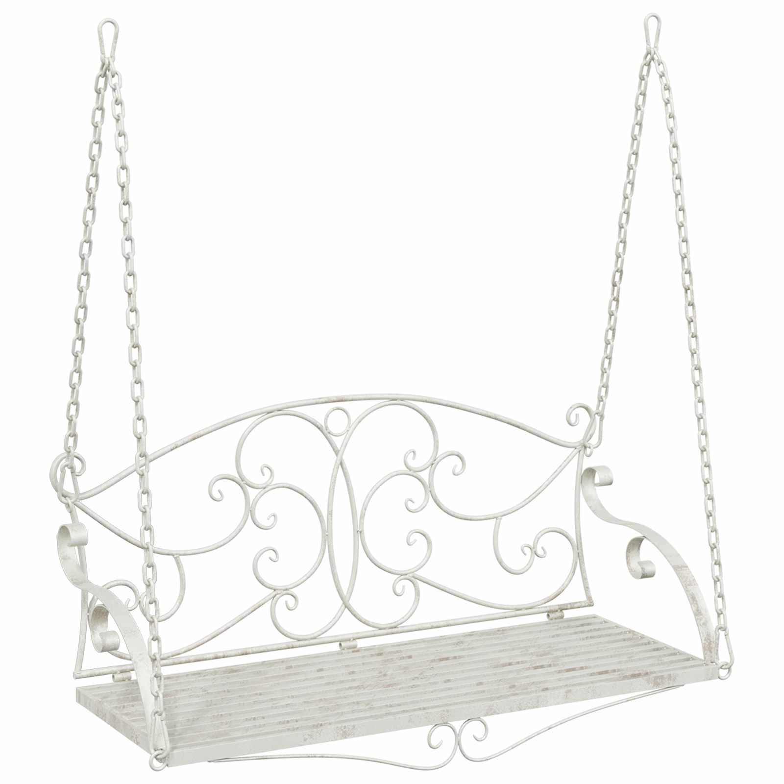 Panchina a Dondolo Acciaio 110 x 52,5 x 47 cm Bianco Antico