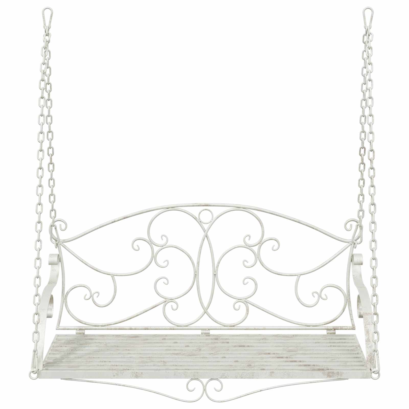 Panchina a Dondolo Acciaio 110 x 52,5 x 47 cm Bianco Antico