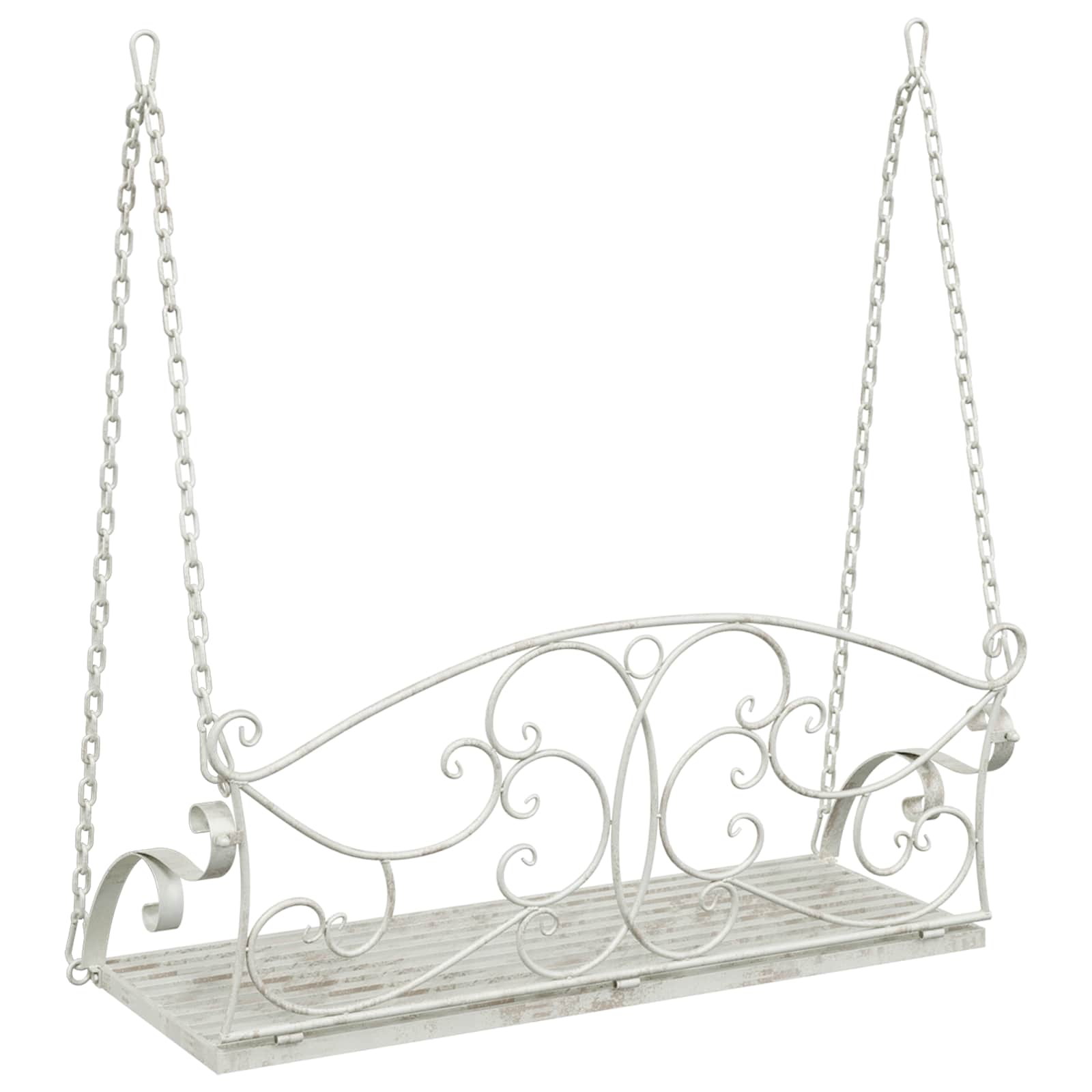 Panchina a Dondolo Acciaio 110 x 52,5 x 47 cm Bianco Antico