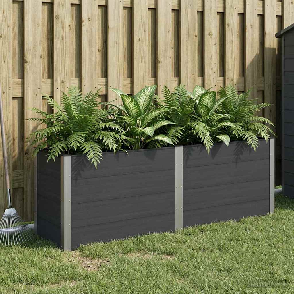 Letto rialzato da giardino Nero 200 x 50 x 91 cm