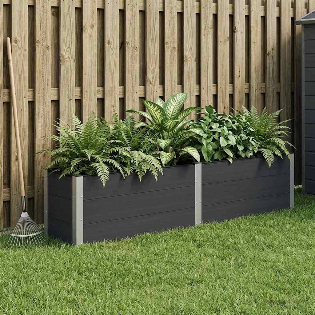 Letto rialzato da giardino Nero 250 x 50 x 54 cm