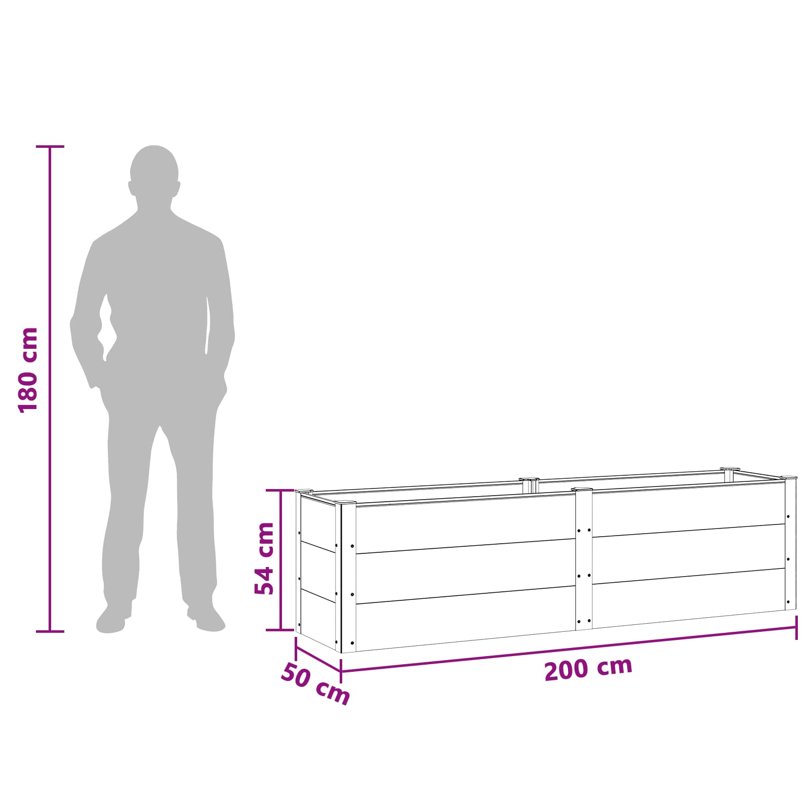 Letto rialzato da giardino Marrone 200 x 50 x 54 cm