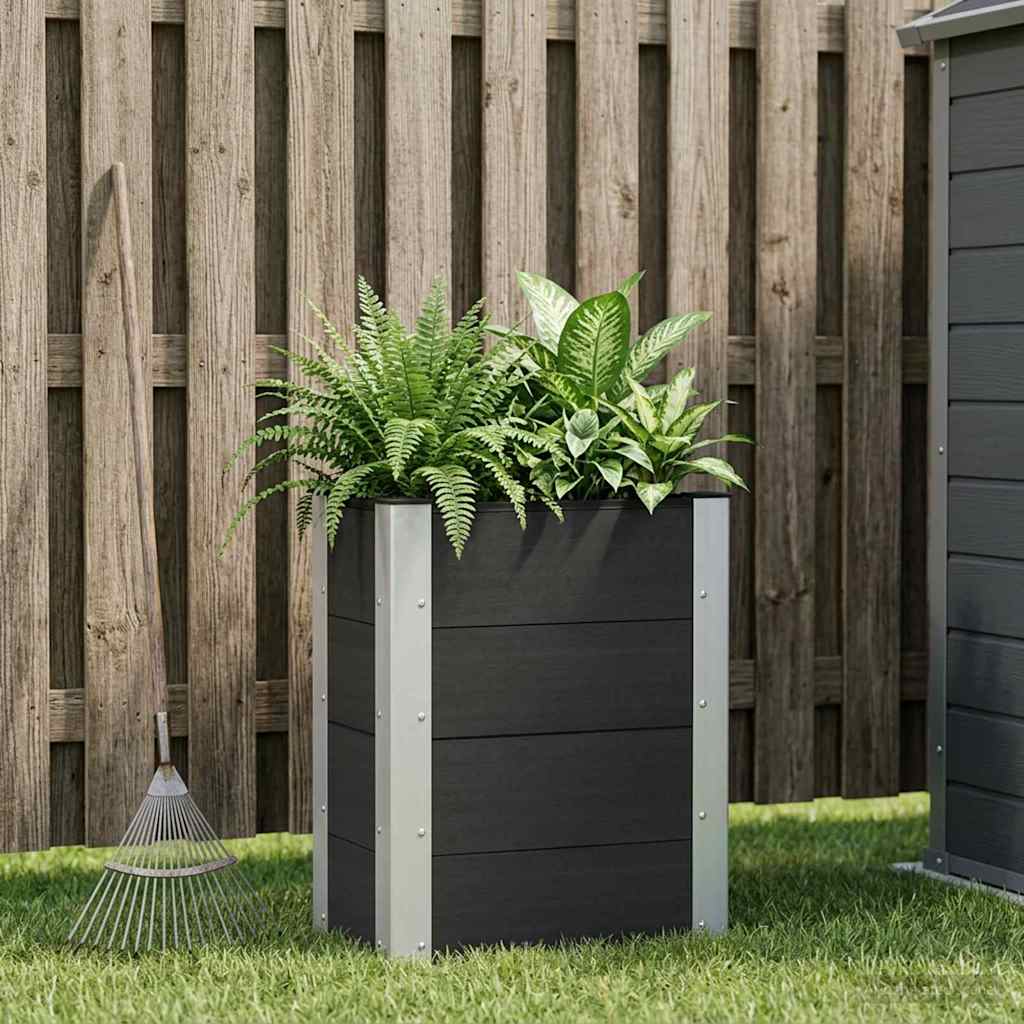 Letto rialzato da giardino Nero 50 x 30 x 72 cm WPC e Alluminio