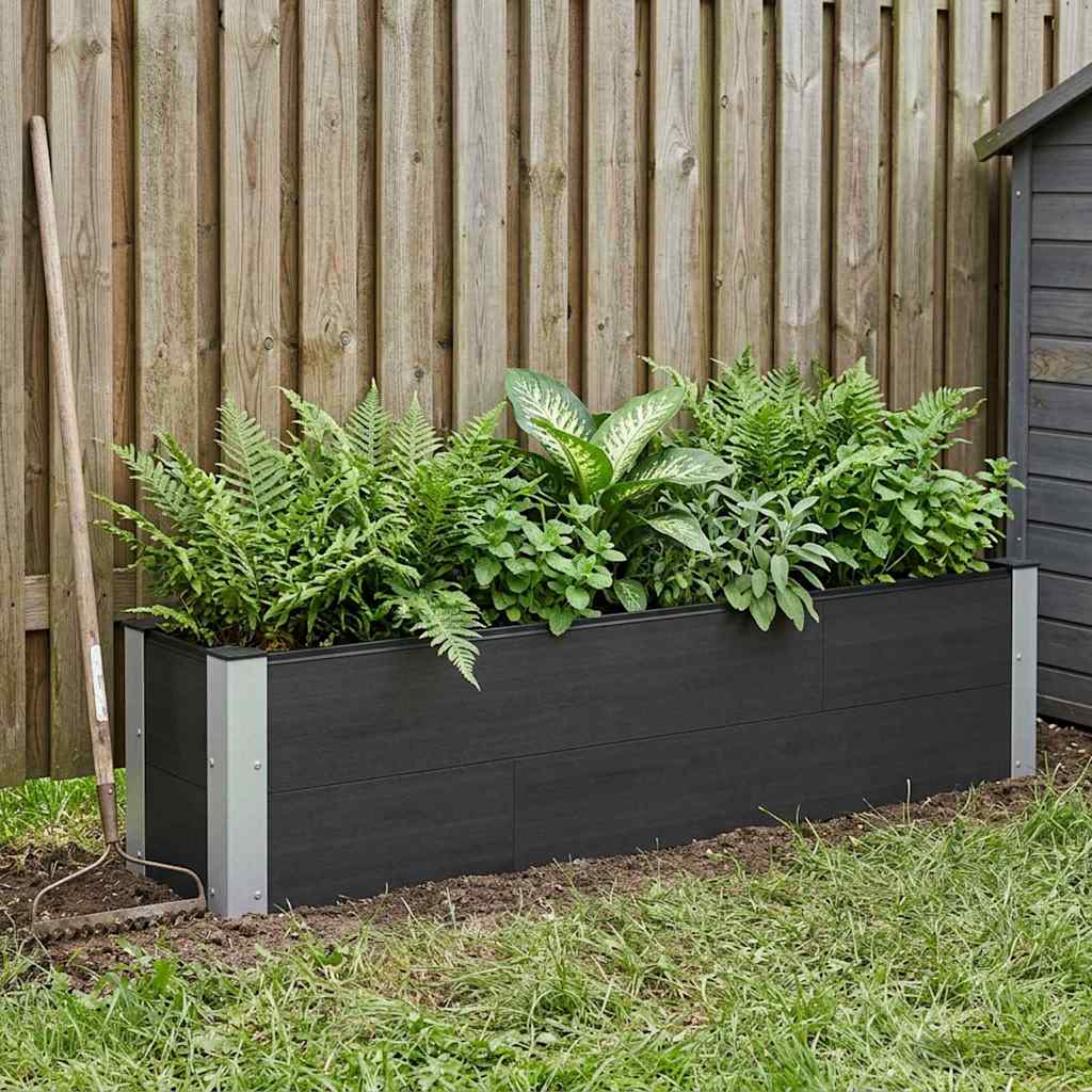 Letto rialzato da giardino Nero 150 x 30 x 36 cm