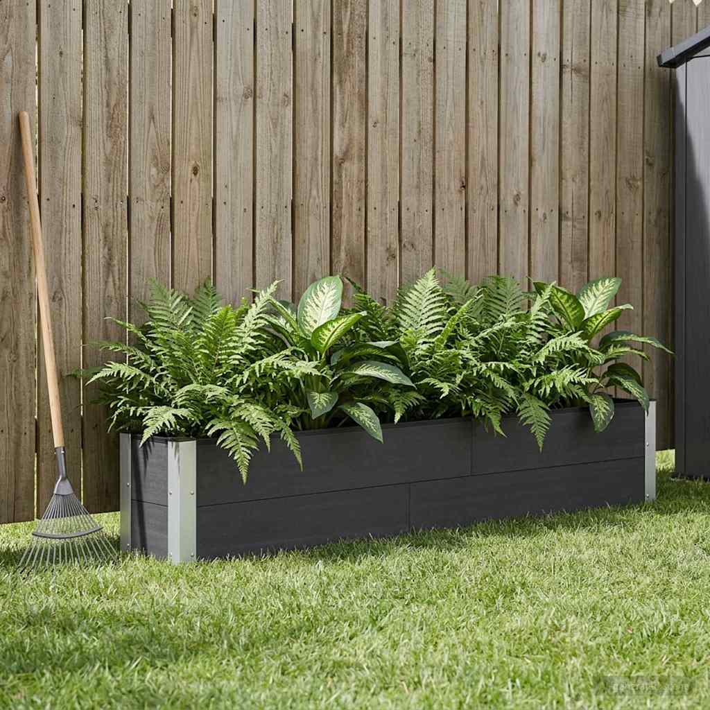 Letto rialzato da giardino Nero 200 x 30 x 36 cm