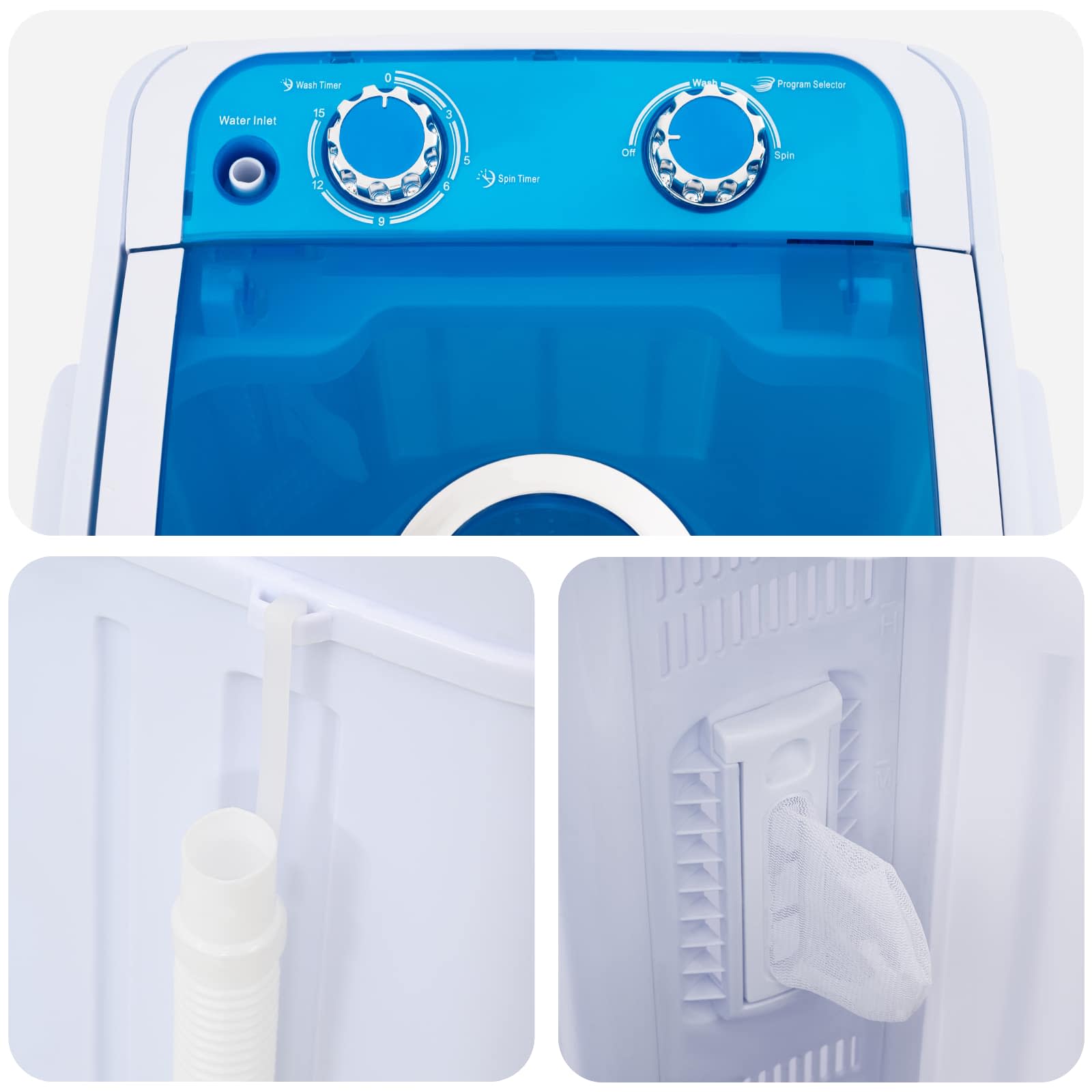 Mini lavatrice con vasca singola 4,6 kg Blu e Bianco