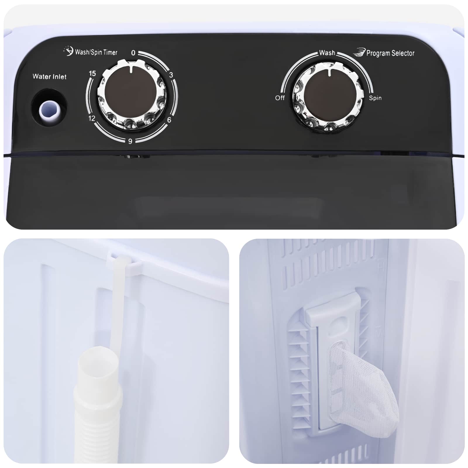 Mini lavatrice con vasca singola 4,6 kg Nero e Bianco