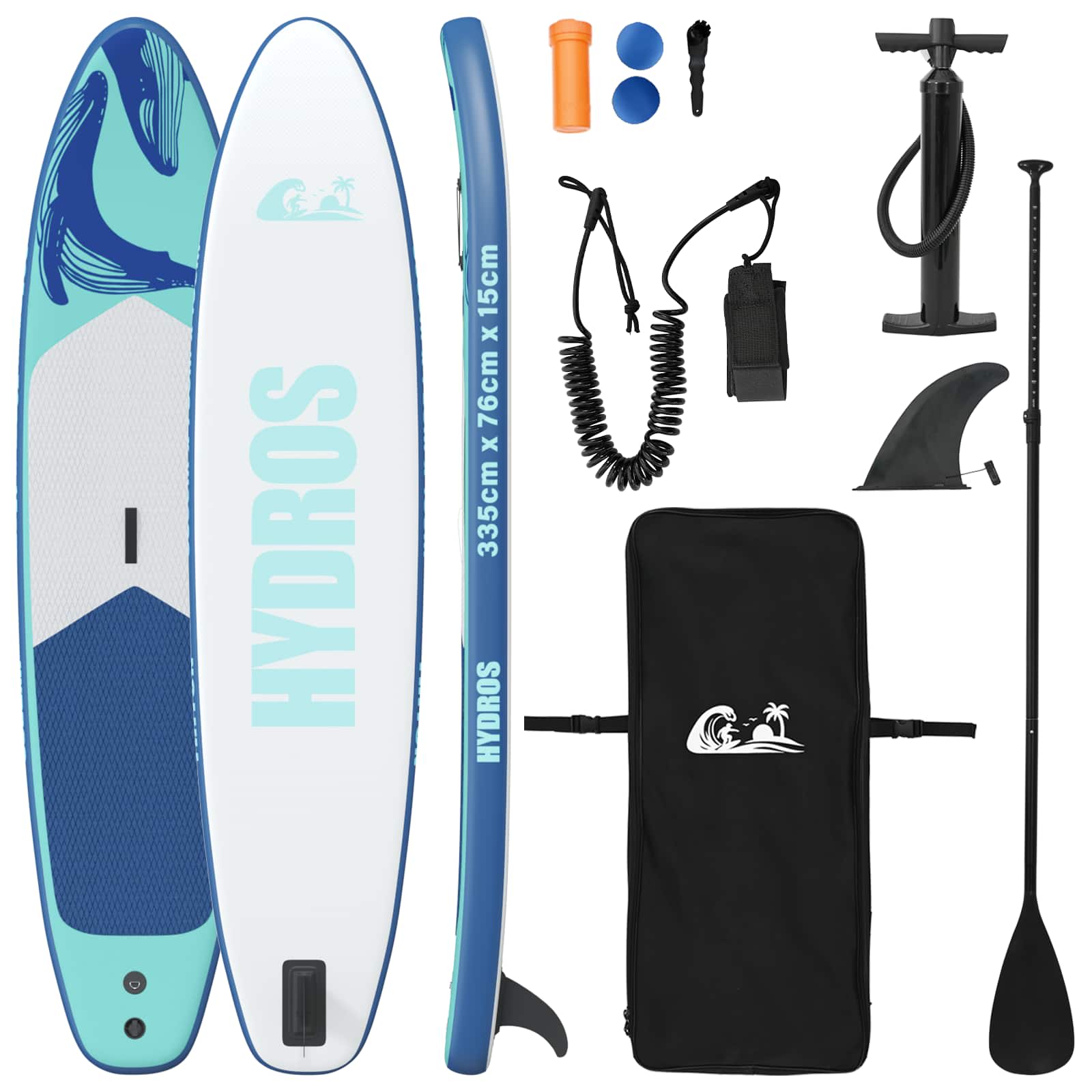 Tavola da Paddle Gonfiabile HYDROS 335 x 76 x 15 cm Turchese
