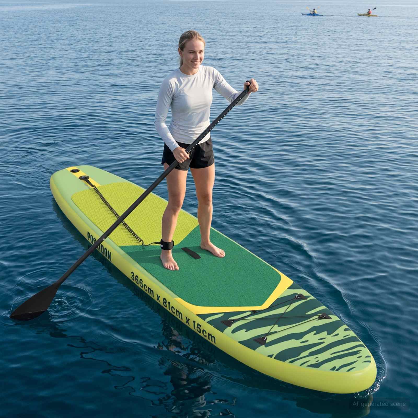 Tavola da Paddle Gonfiabile POSEIDON 366 x 81 x 15 cm Verde