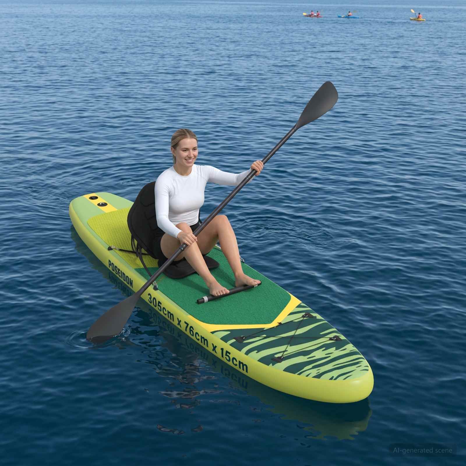 SUP Board con Seggiolino 2-in-1 POSEIDON 305 x 76 x 15 cm Verde