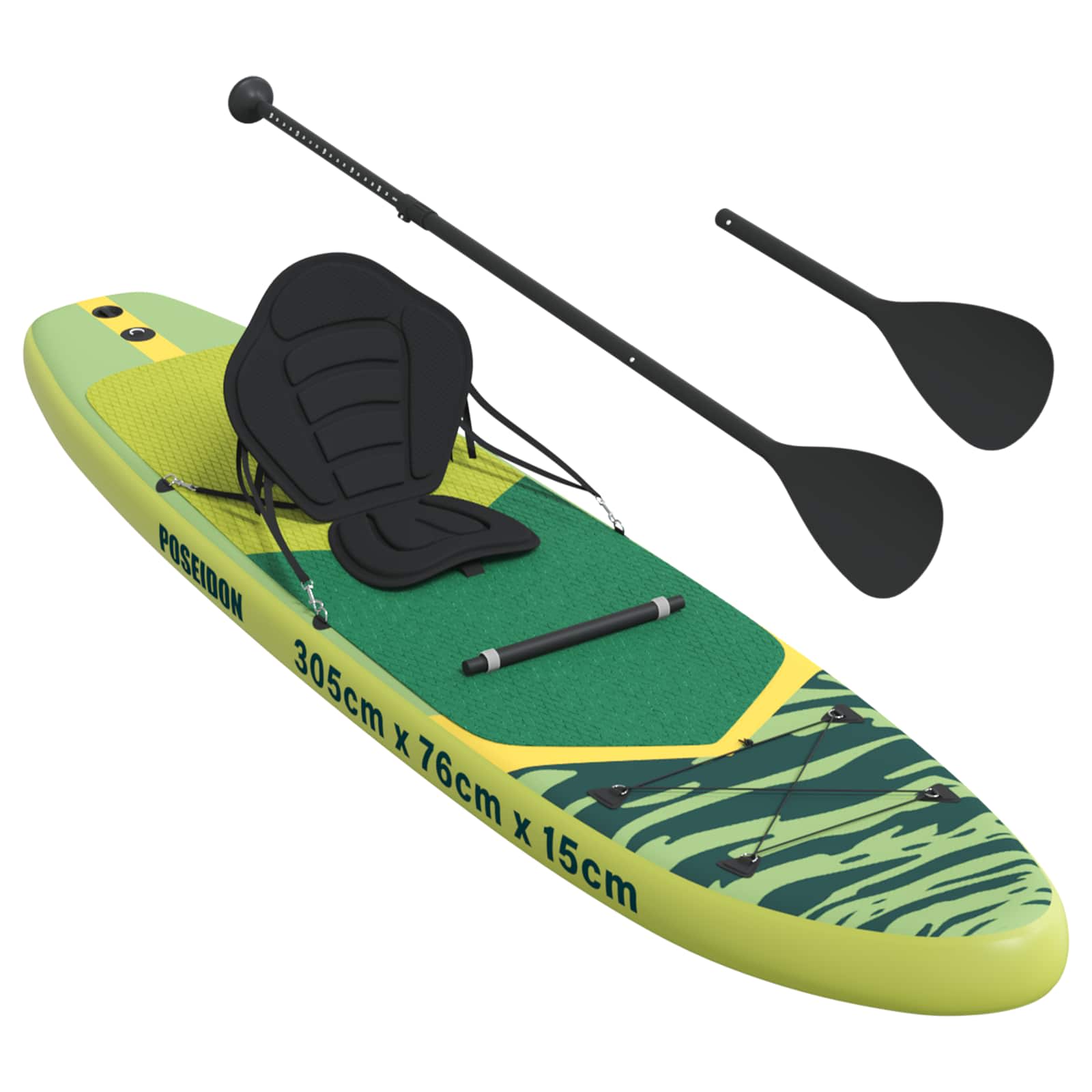 SUP Board con Seggiolino 2-in-1 POSEIDON 305 x 76 x 15 cm Verde