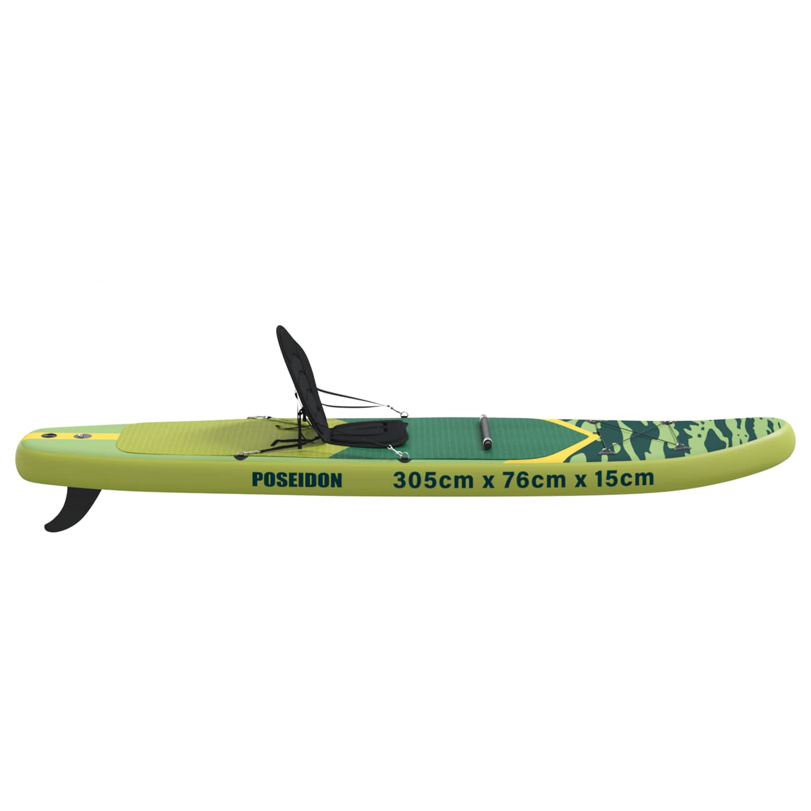 SUP Board con Seggiolino 2-in-1 POSEIDON 305 x 76 x 15 cm Verde