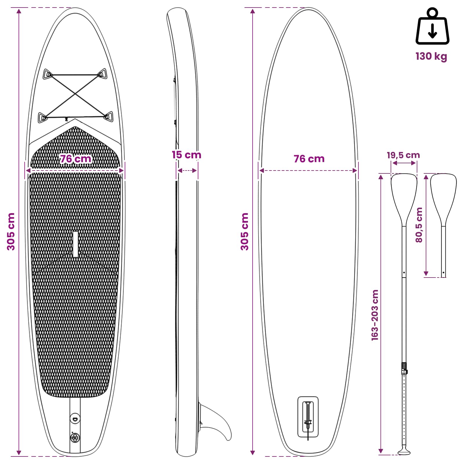 SUP Board con Seggiolino 2-in-1 TRITON 305 x 76 x 15 cm Blu