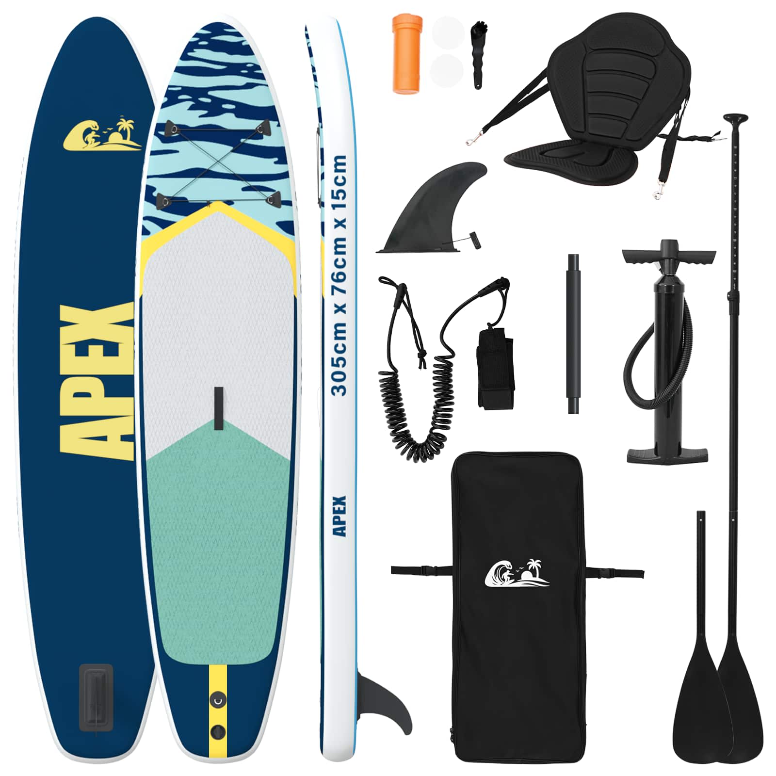 SUP Board con Seggiolino 2-in-1 APEX 305 x 76 x 15 cm Blu