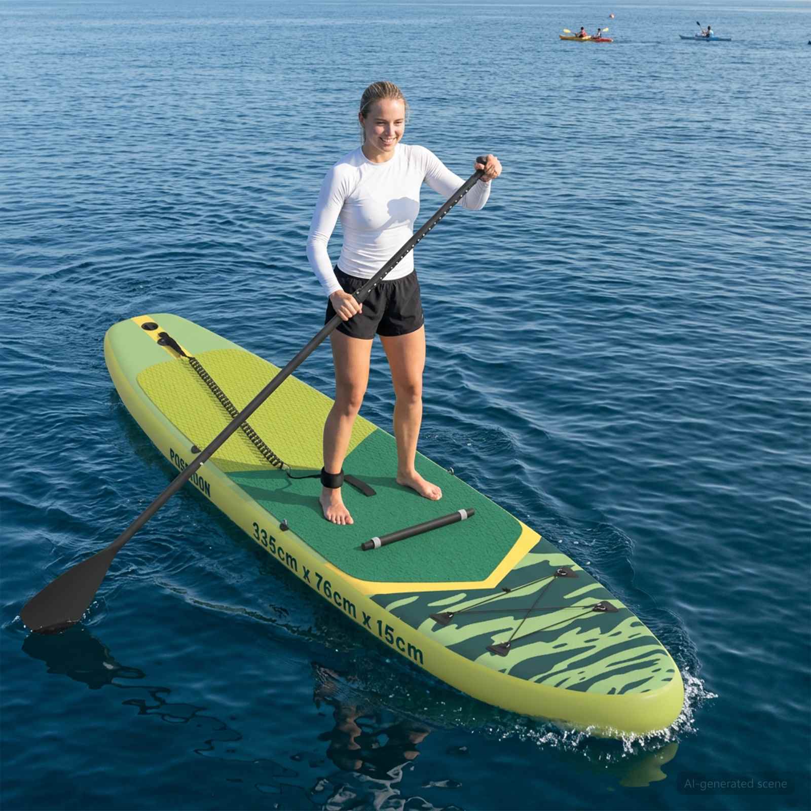 SUP Board con Seggiolino 2-in-1 POSEIDON 335 x 76 x 15 cm Verde