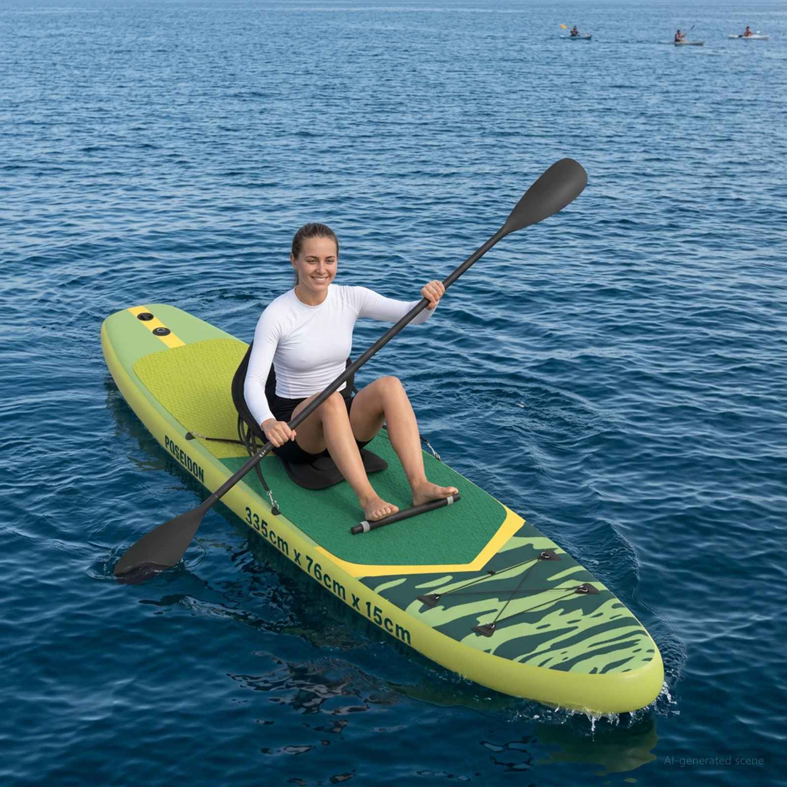 SUP Board con Seggiolino 2-in-1 POSEIDON 335 x 76 x 15 cm Verde