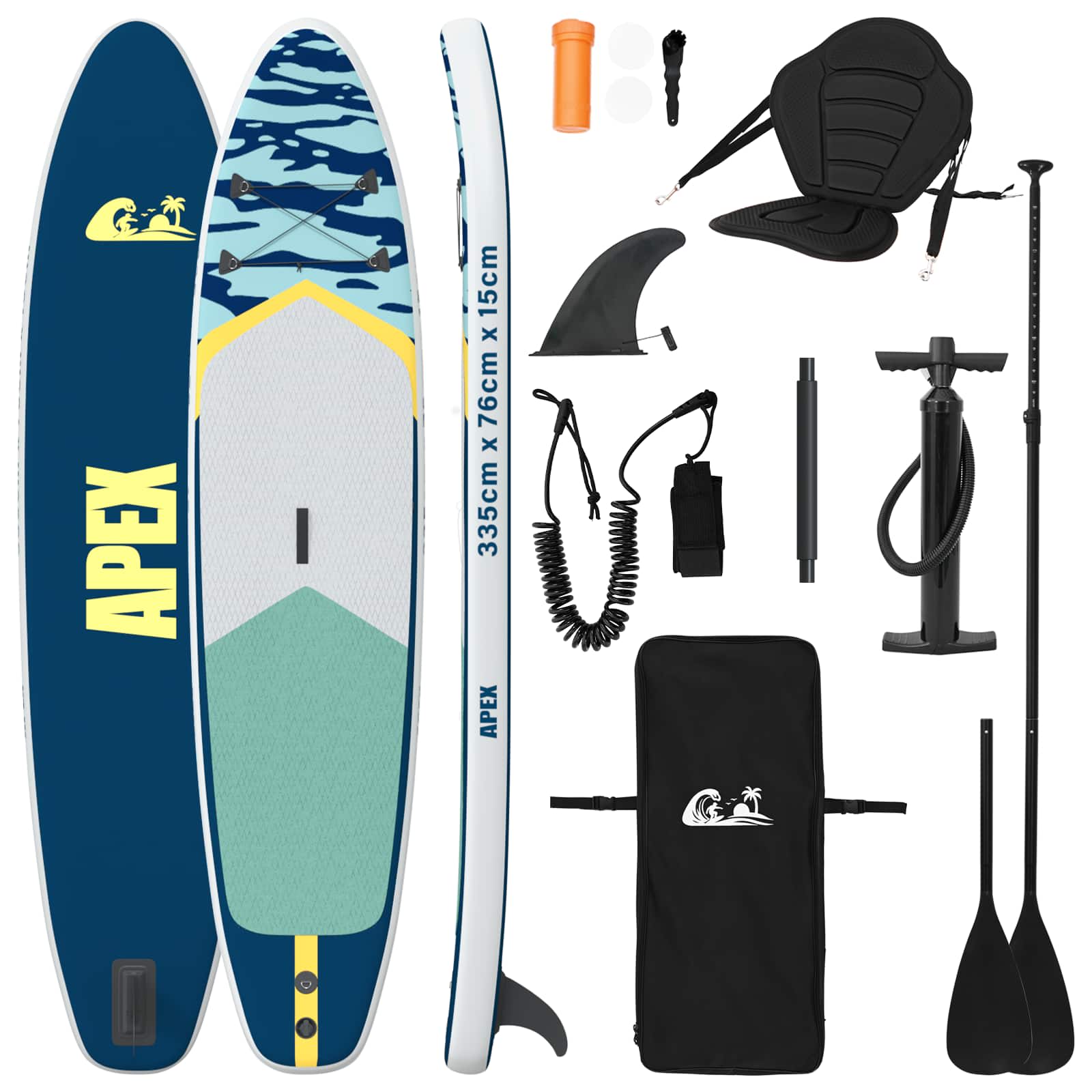 SUP Board con Seggiolino 2-in-1 APEX 335 x 76 x 15 cm Blu