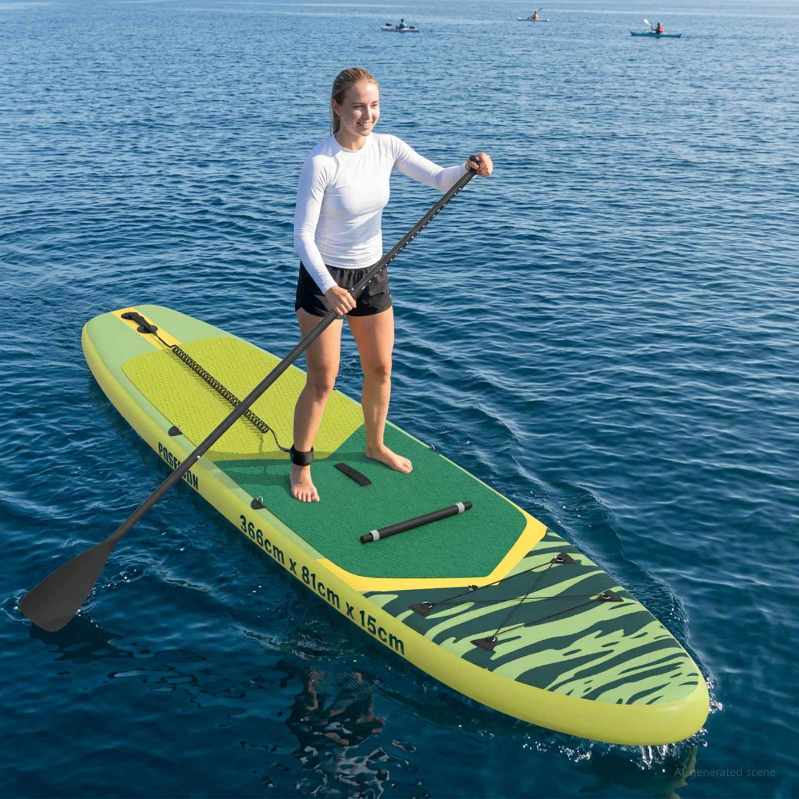 SUP Board con Seggiolino 2-in-1 POSEIDON 366 x 81 x 15 cm Verde