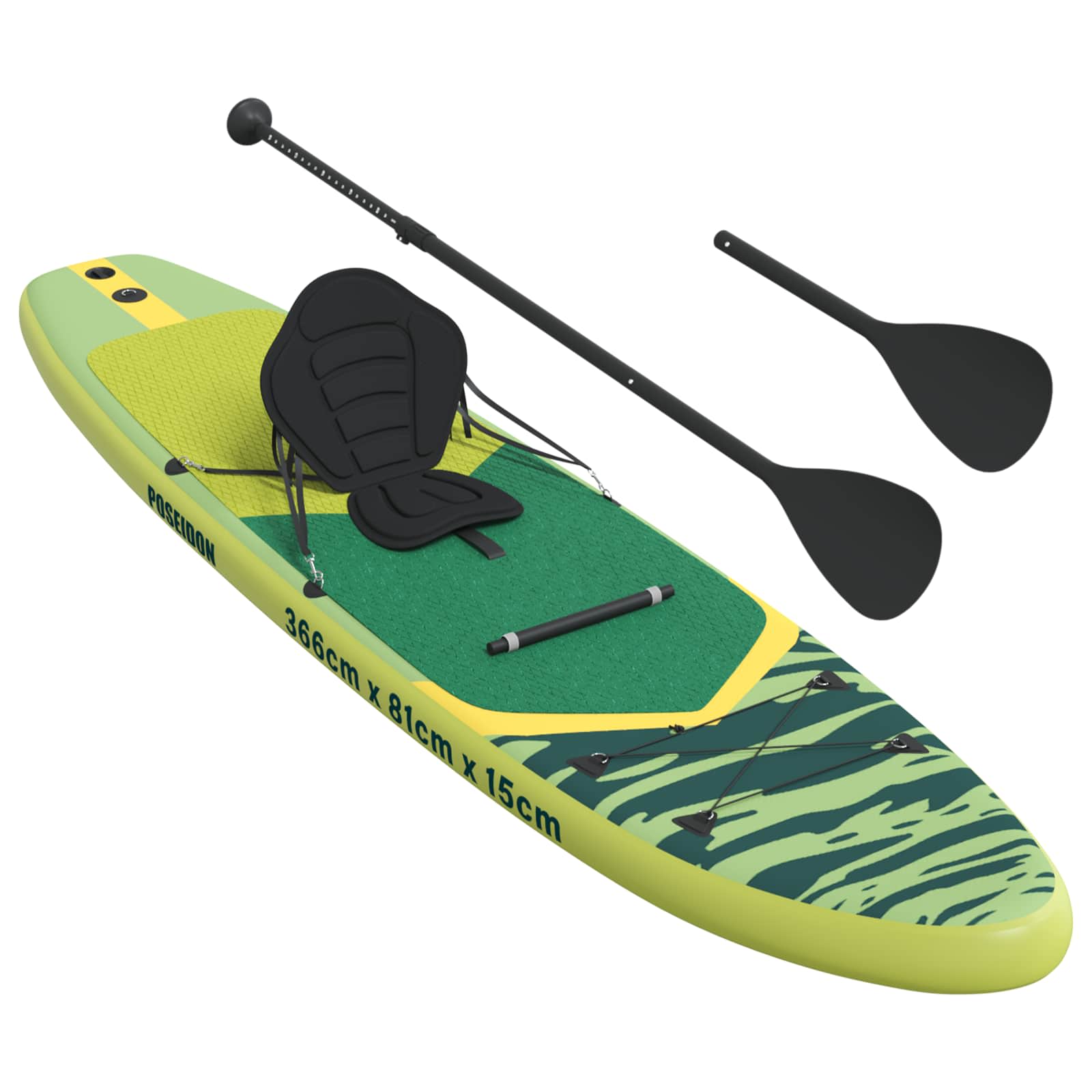 SUP Board con Seggiolino 2-in-1 POSEIDON 366 x 81 x 15 cm Verde