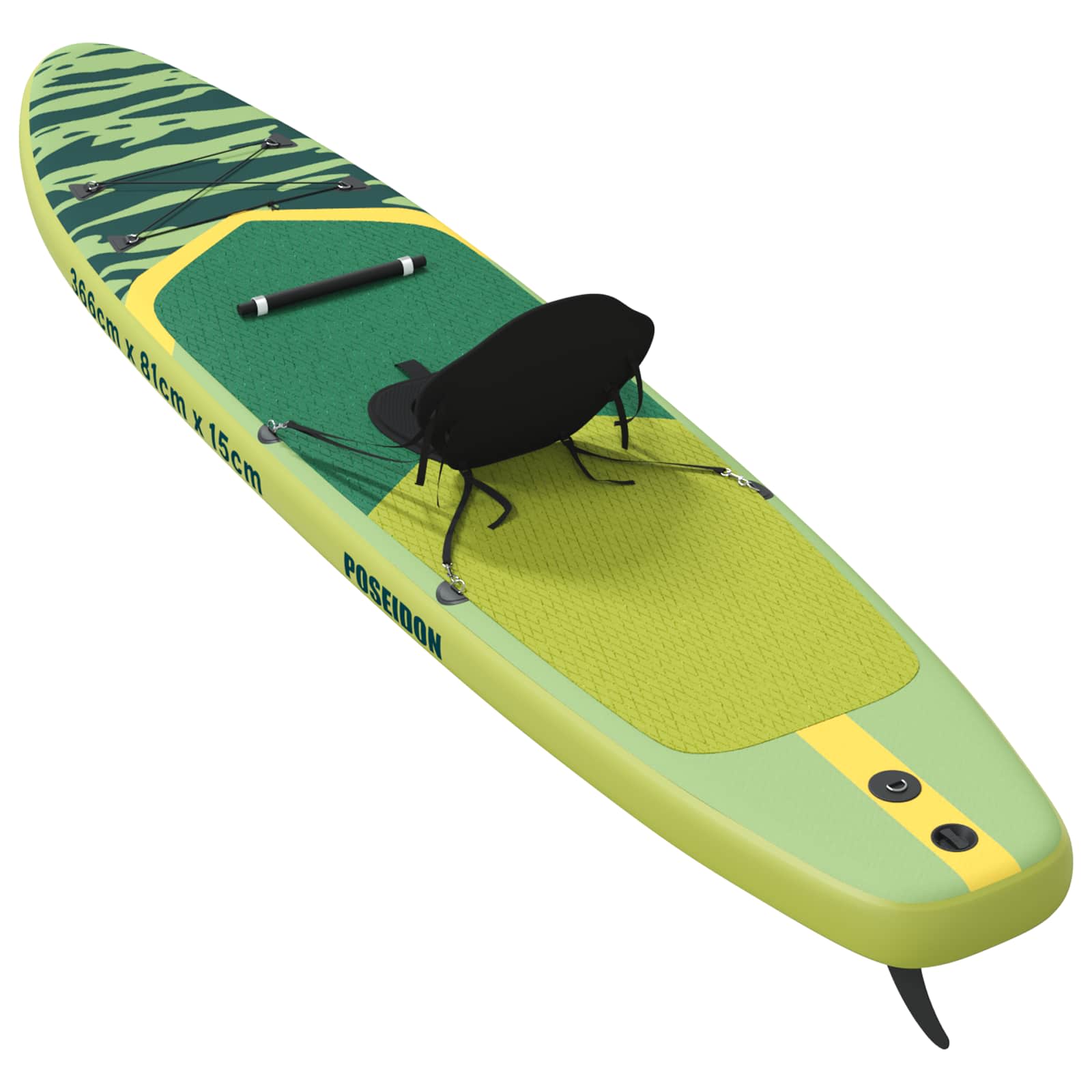 SUP Board con Seggiolino 2-in-1 POSEIDON 366 x 81 x 15 cm Verde