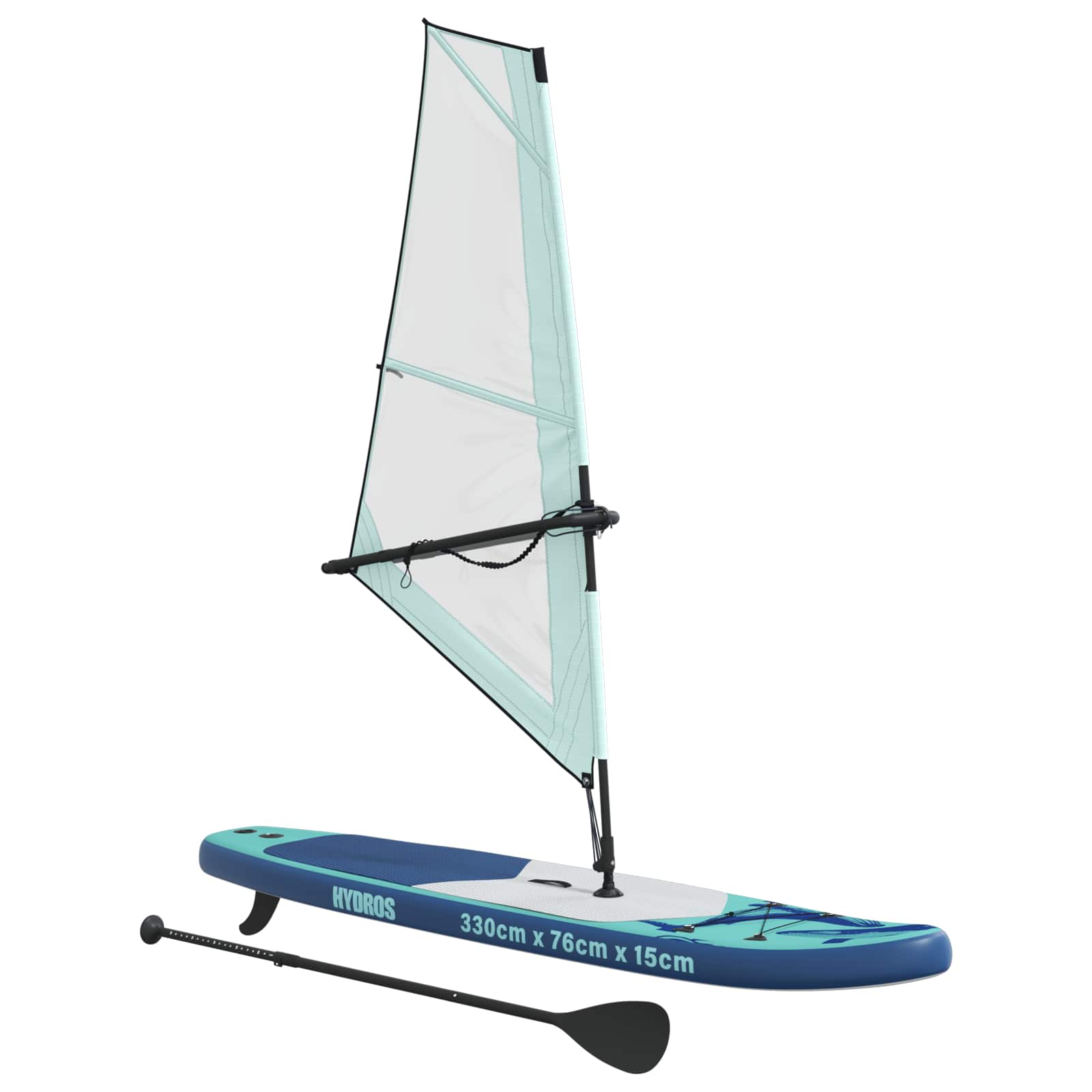 SUP gonfiabile con vela HYDROS 330 x 76 x 15 cm Turchese