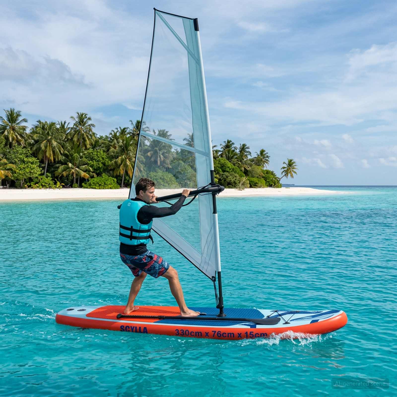 SUP gonfiabile con vela SCYLLA 330 x 76 x 15 cm Blu