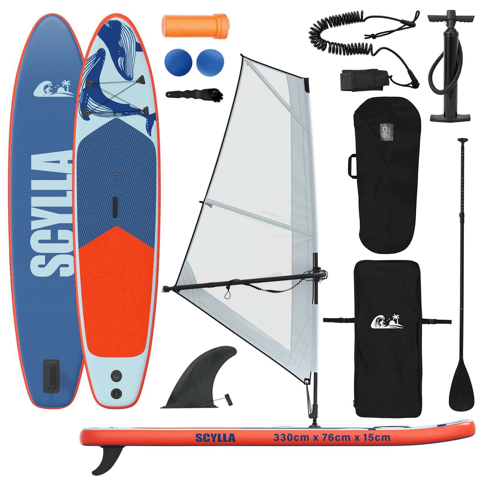 SUP gonfiabile con vela SCYLLA 330 x 76 x 15 cm Blu