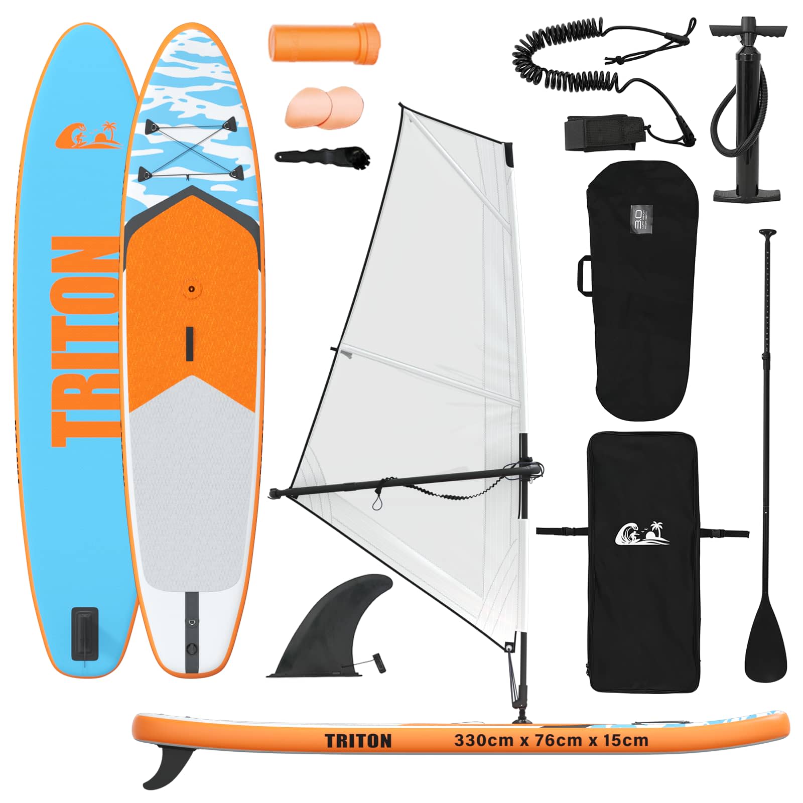 SUP gonfiabile con vela TRITON 330 x 76 x 15 cm Blu