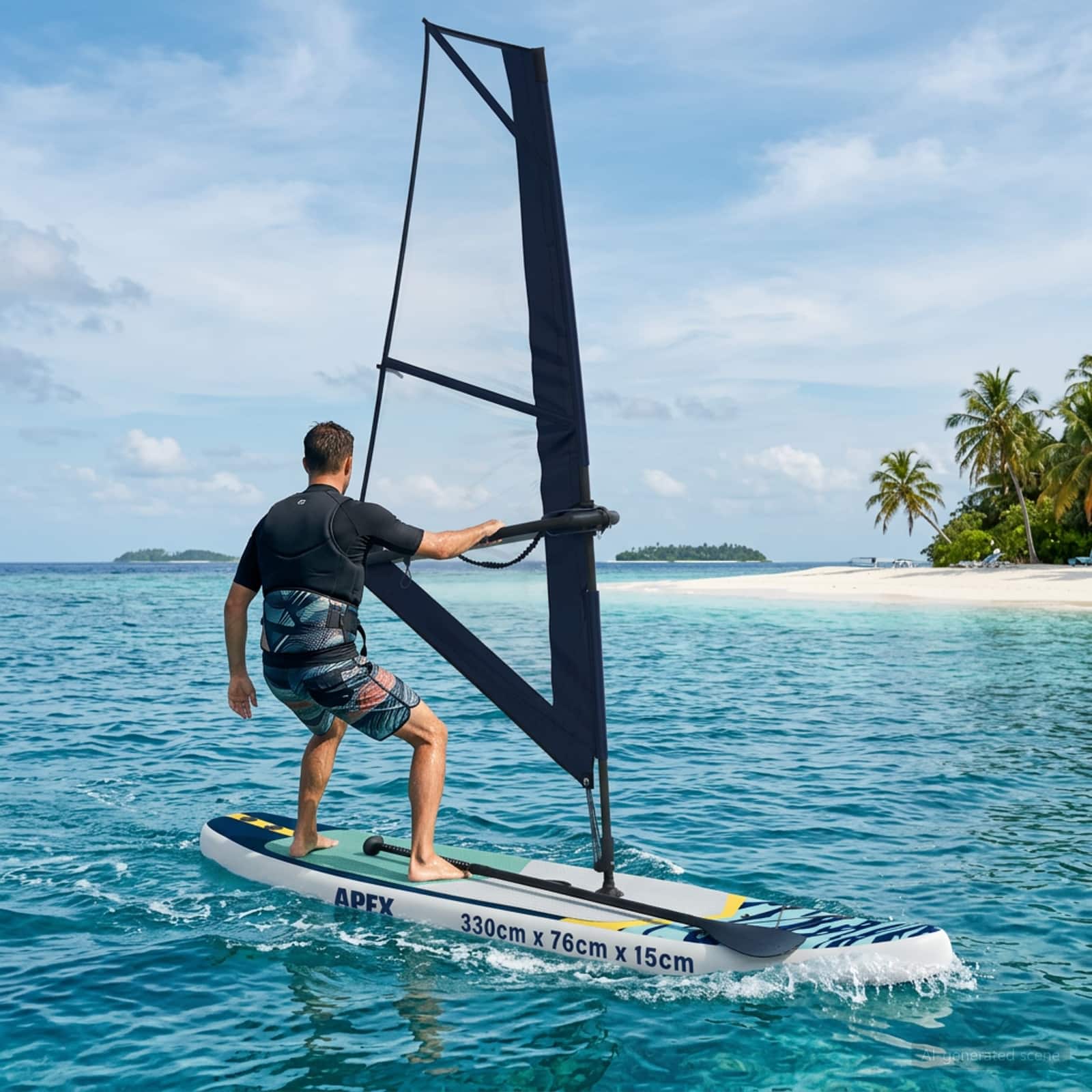 SUP gonfiabile con vela APEX 330 x 76 x 15 cm Blu