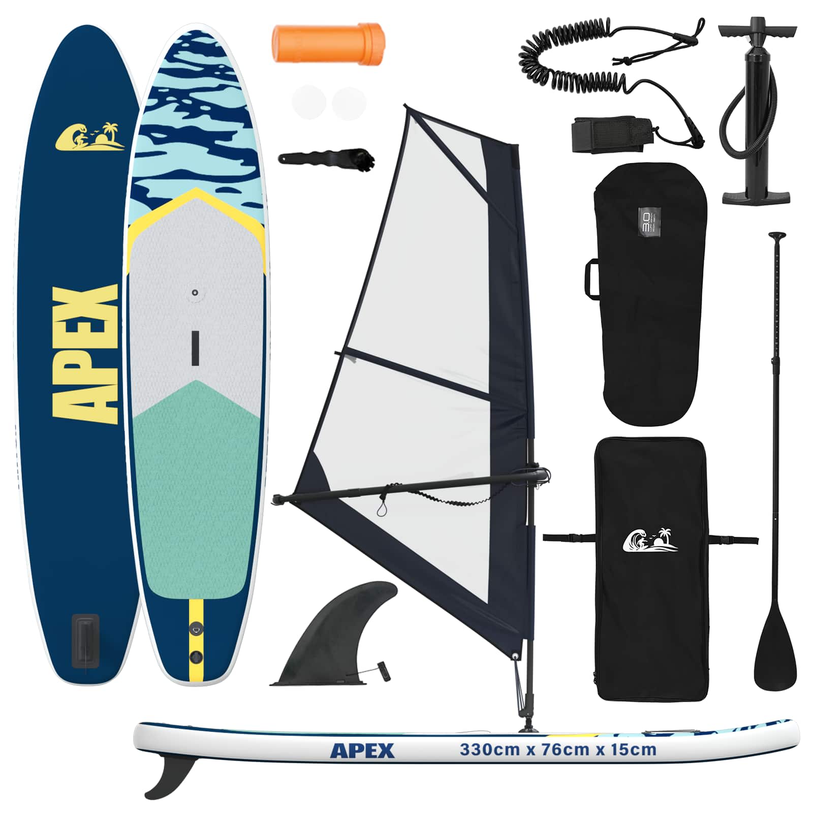 SUP gonfiabile con vela APEX 330 x 76 x 15 cm Blu