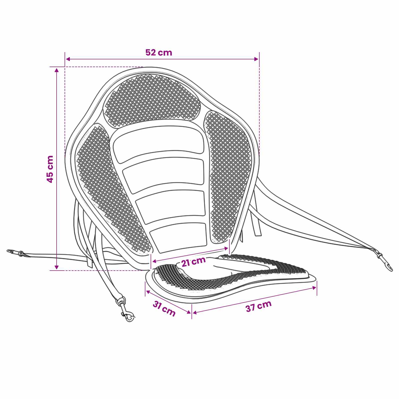 Sedile per Paddle Board 52 x 31 x 45 cm Lyocell Nero