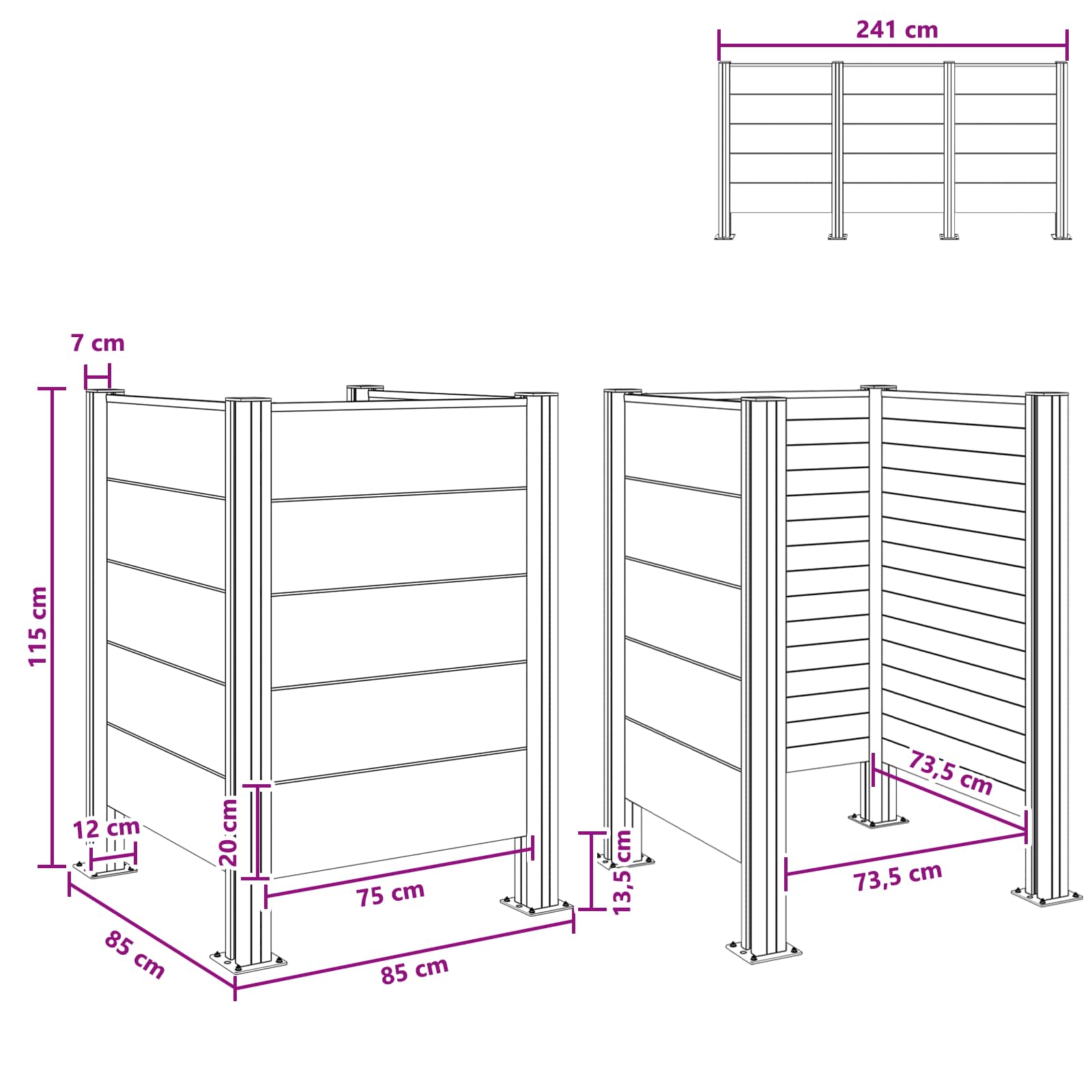 Recinzione Contenitore per Rifiuti Marrone 85 x 85 x 115 cm